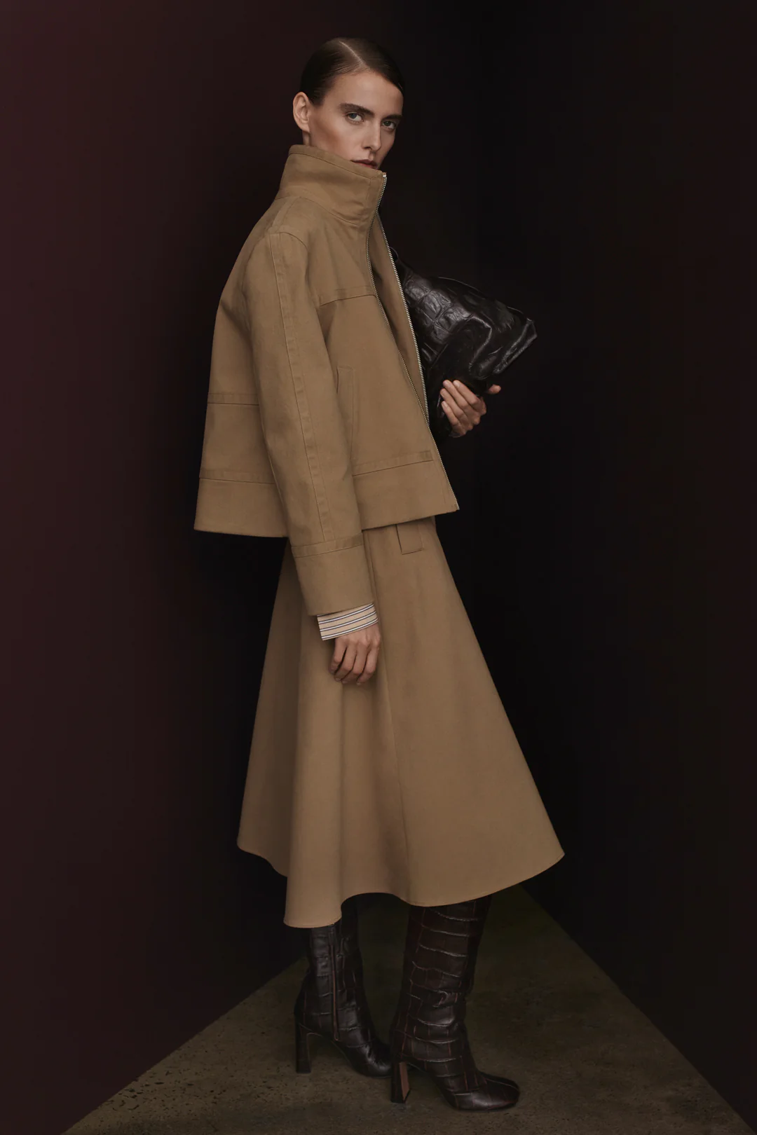 BRUSHED COTTON TRENCH SKIRT - Image 3