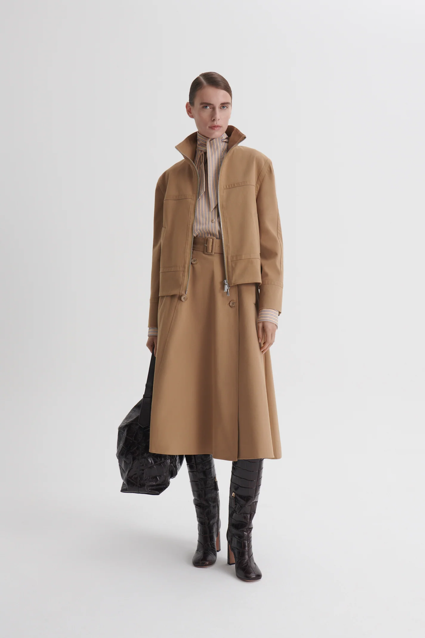 BRUSHED COTTON TRENCH SKIRT - Image 4
