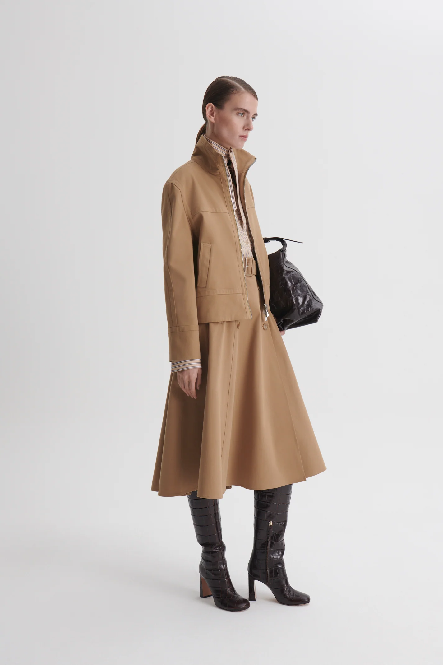 BRUSHED COTTON TRENCH SKIRT - Image 5