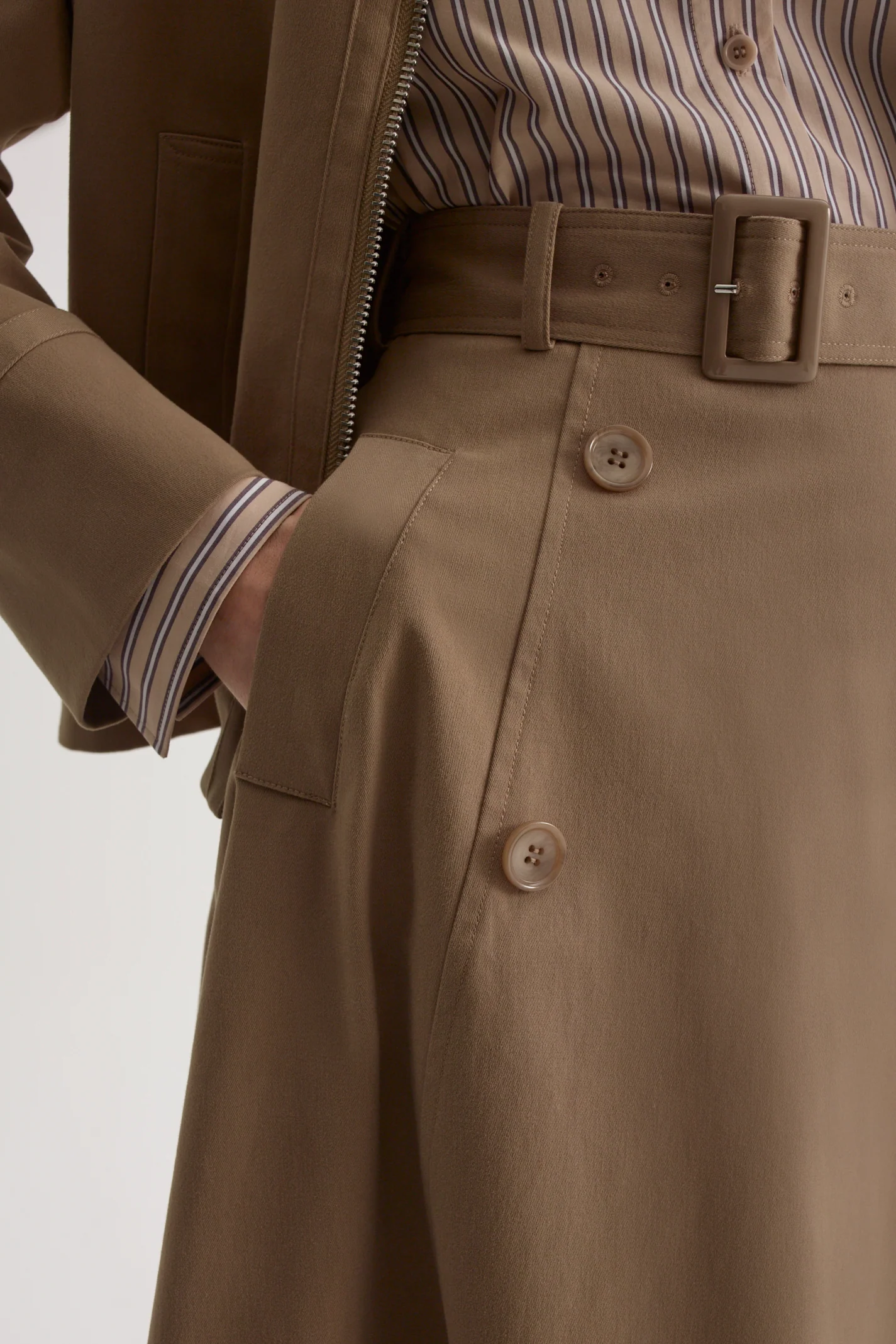 BRUSHED COTTON TRENCH SKIRT - Image 7