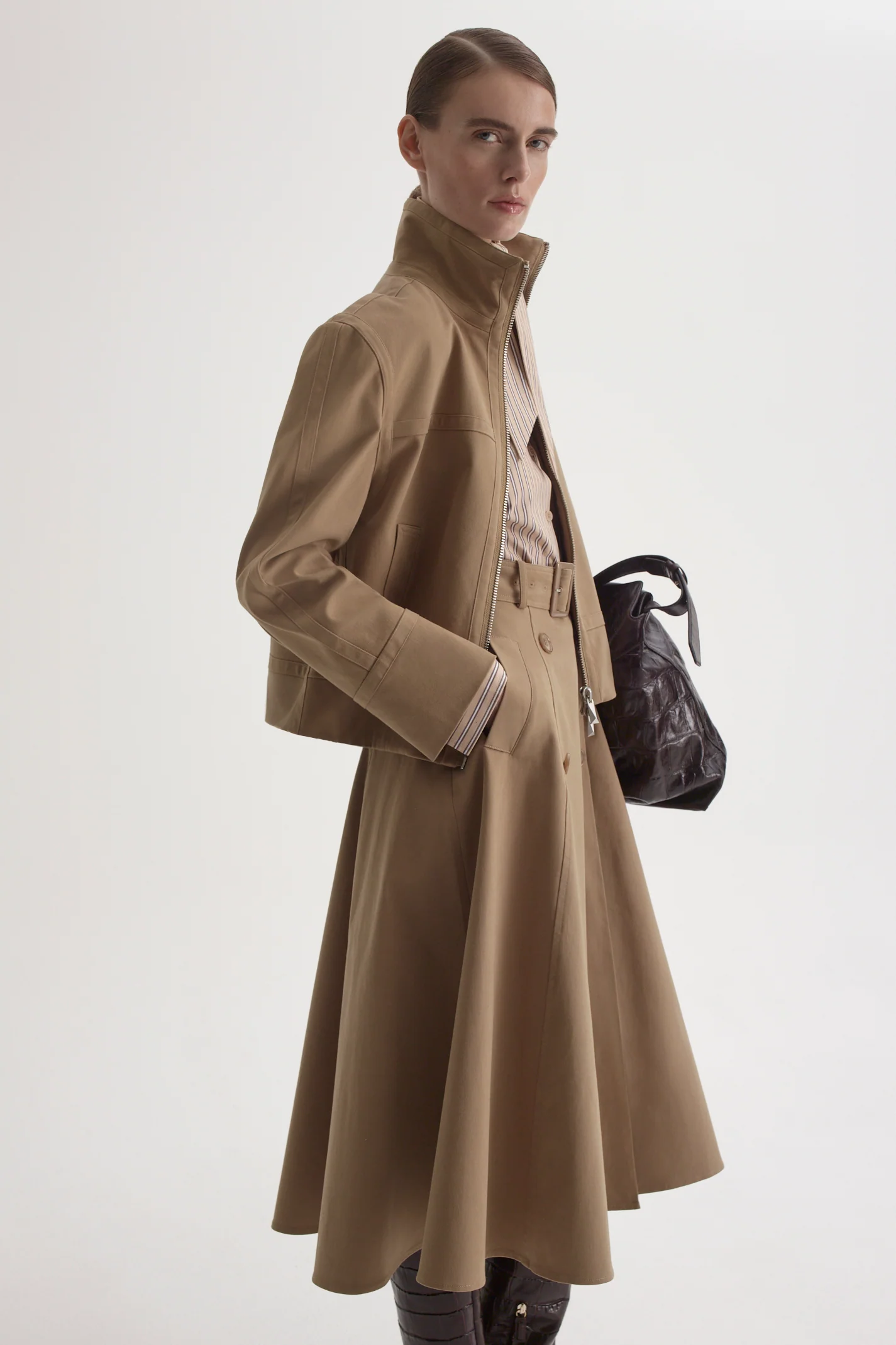 BRUSHED COTTON TRENCH SKIRT - Image 8