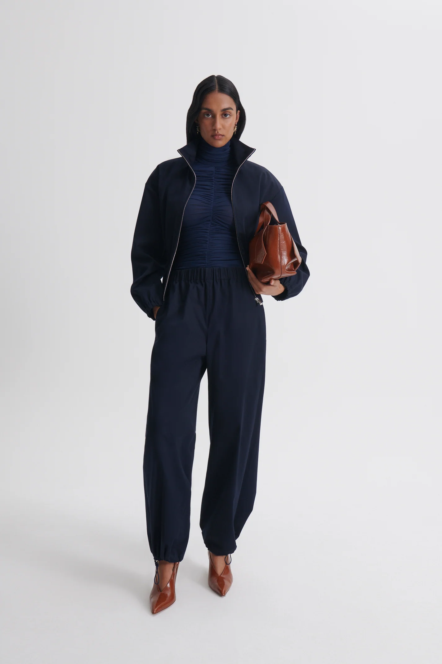 BRUSHED COTTON FUNNEL NECK JACKET - Image 3