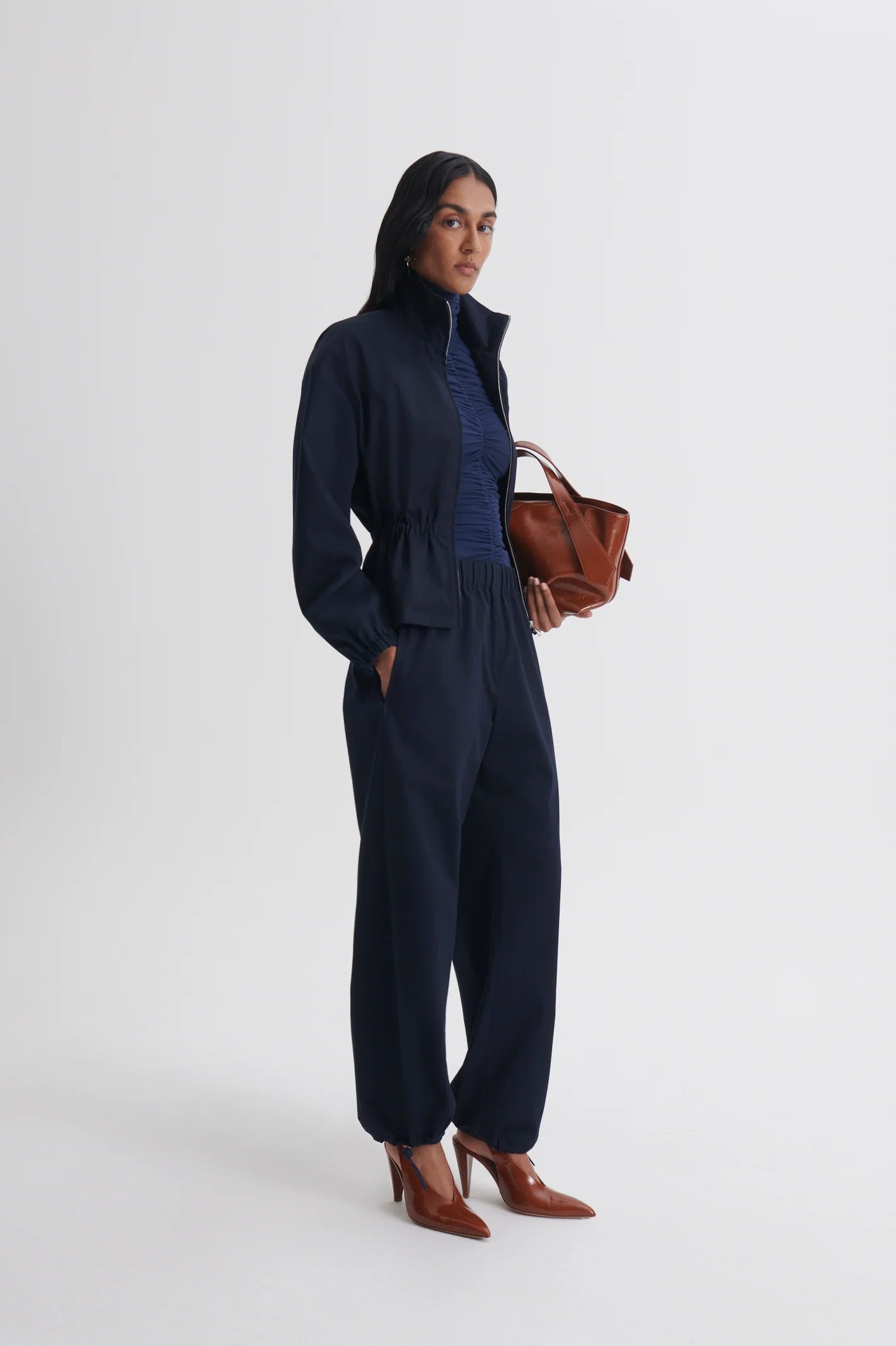 BRUSHED COTTON FUNNEL NECK JACKET - Image 4