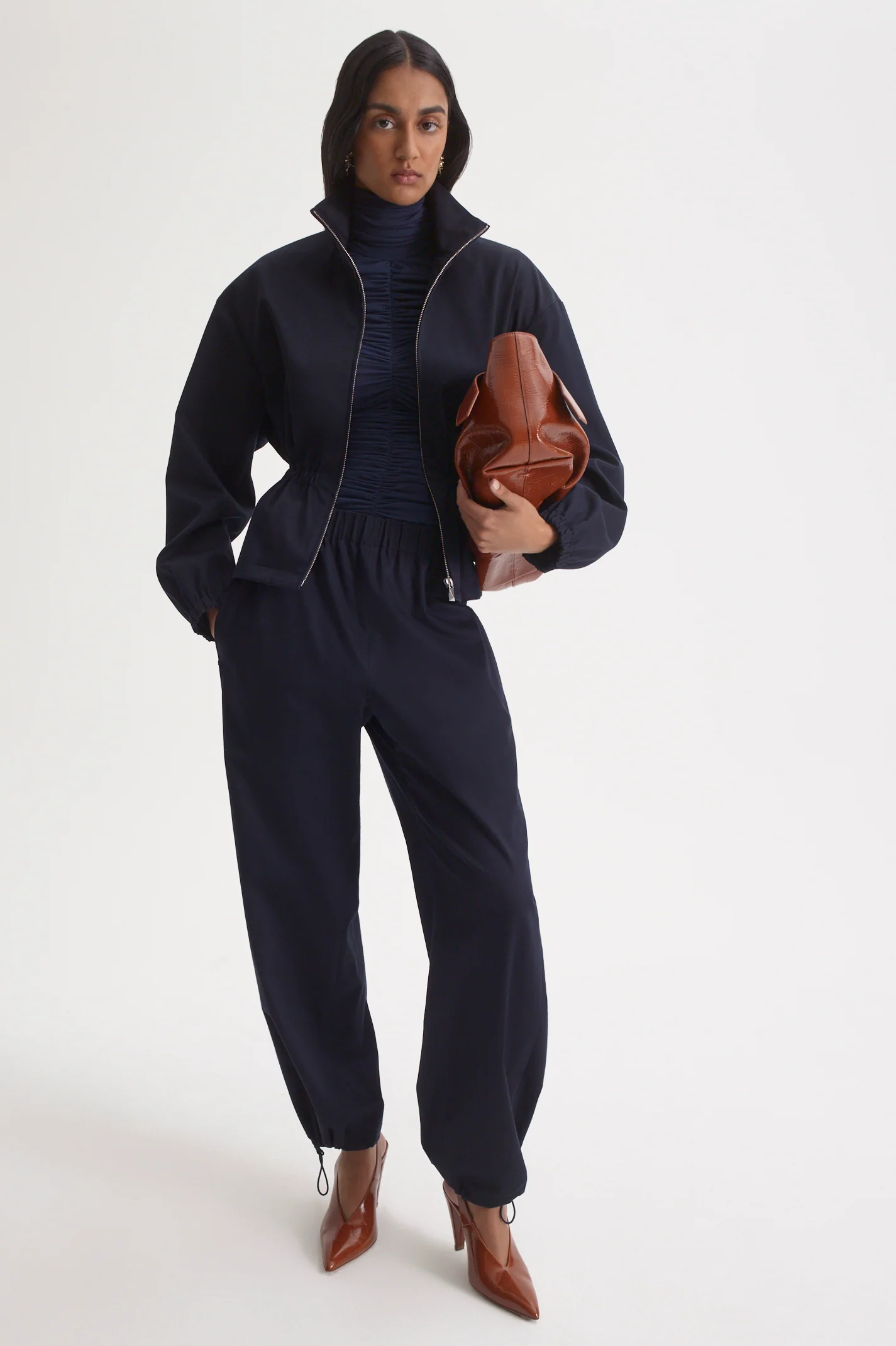BRUSHED COTTON FUNNEL NECK JACKET - Image 6
