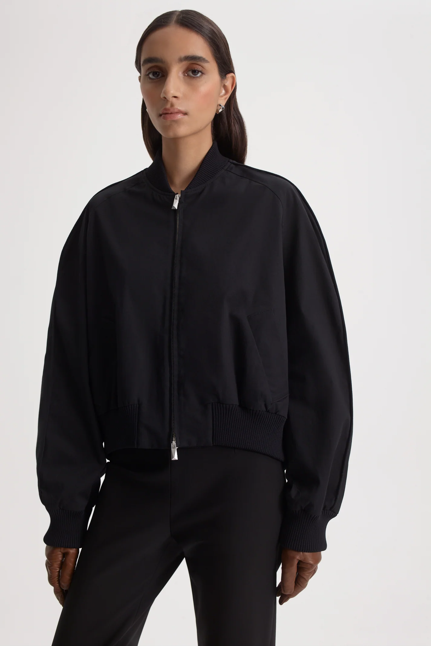 COTTON SATEEN PIPED BOMBER - Image 3