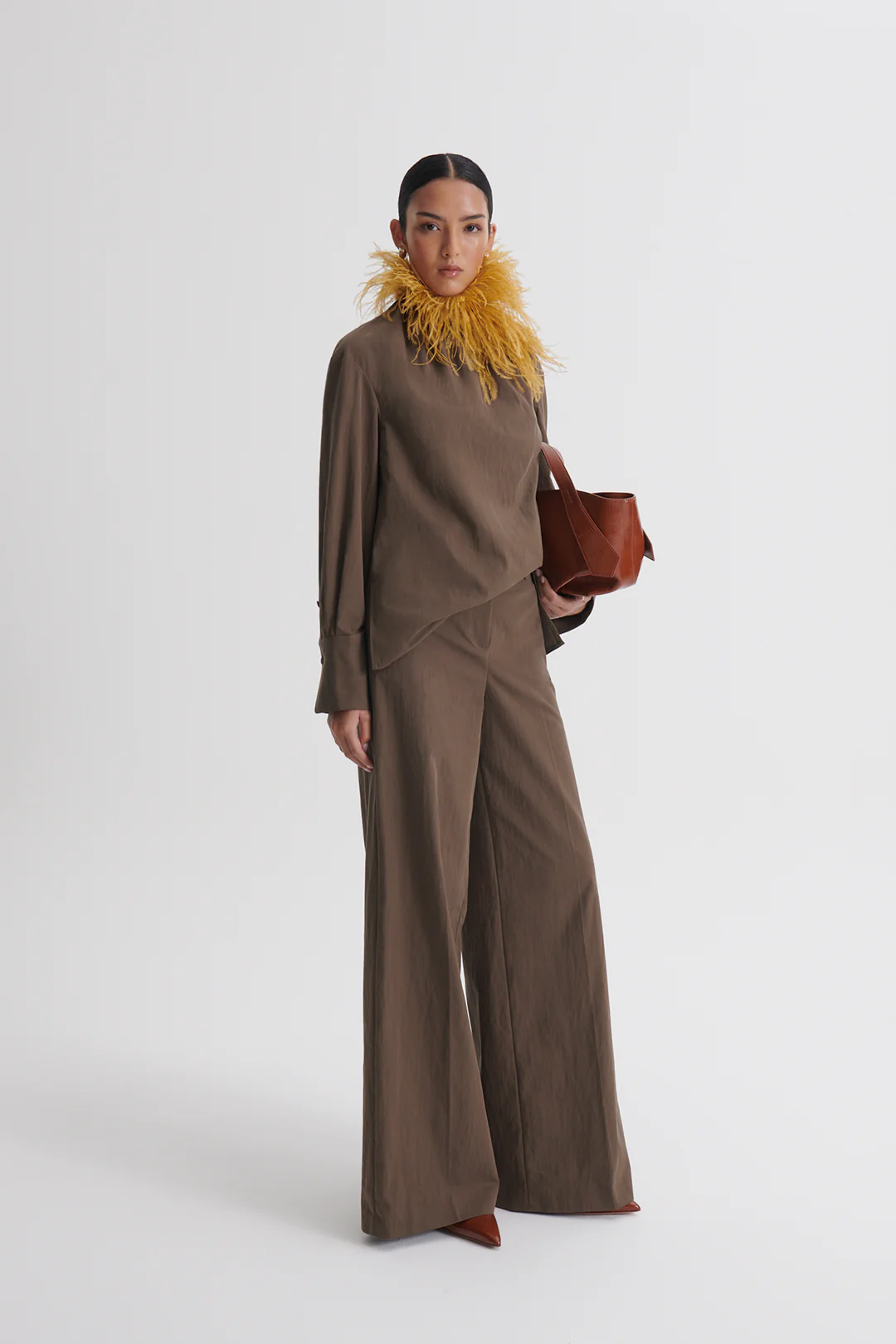 COTTON TWILL GATHER NECK TOP - Image 6