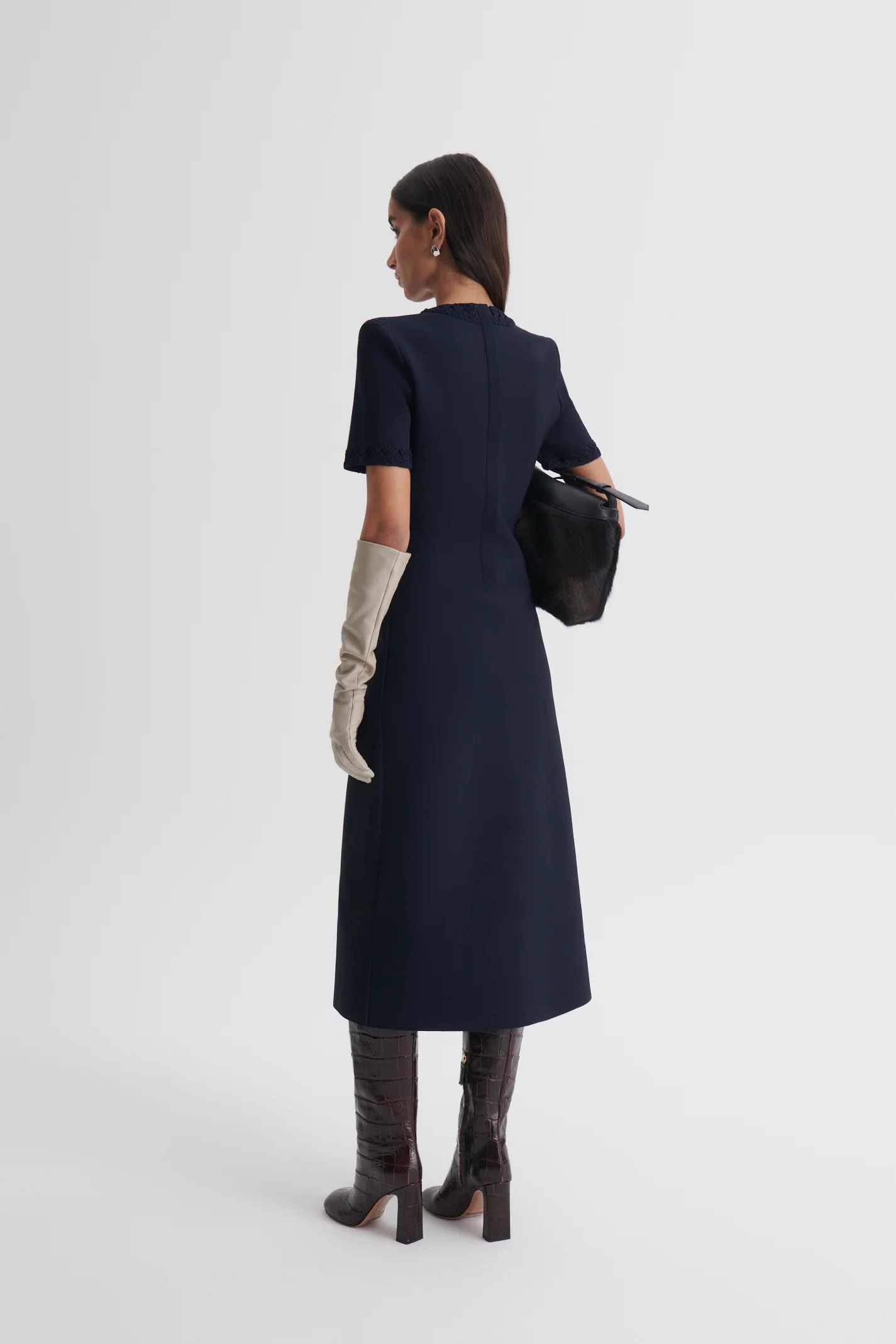 CREPE KNIT BOW DRESS - Image 5