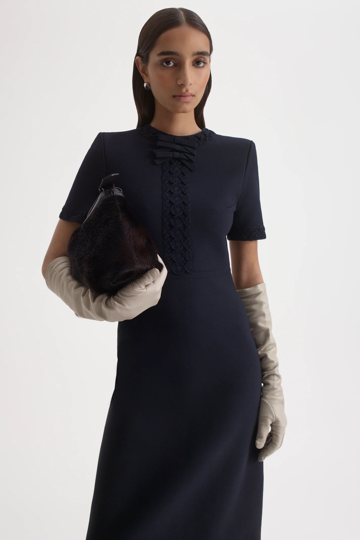 CREPE KNIT BOW DRESS - Image 6