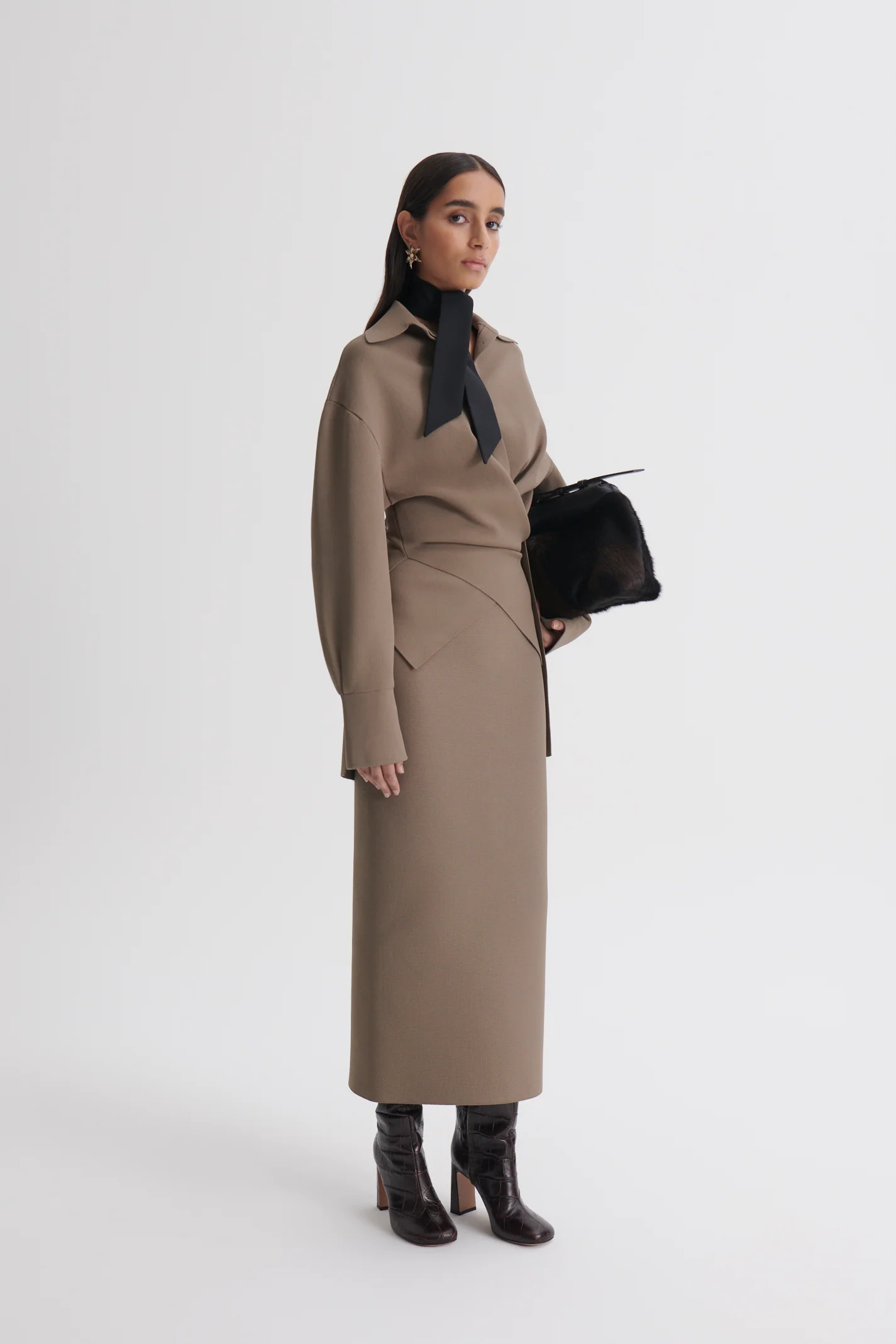 CREPE KNIT PENCIL LONG SKIRT - Image 5
