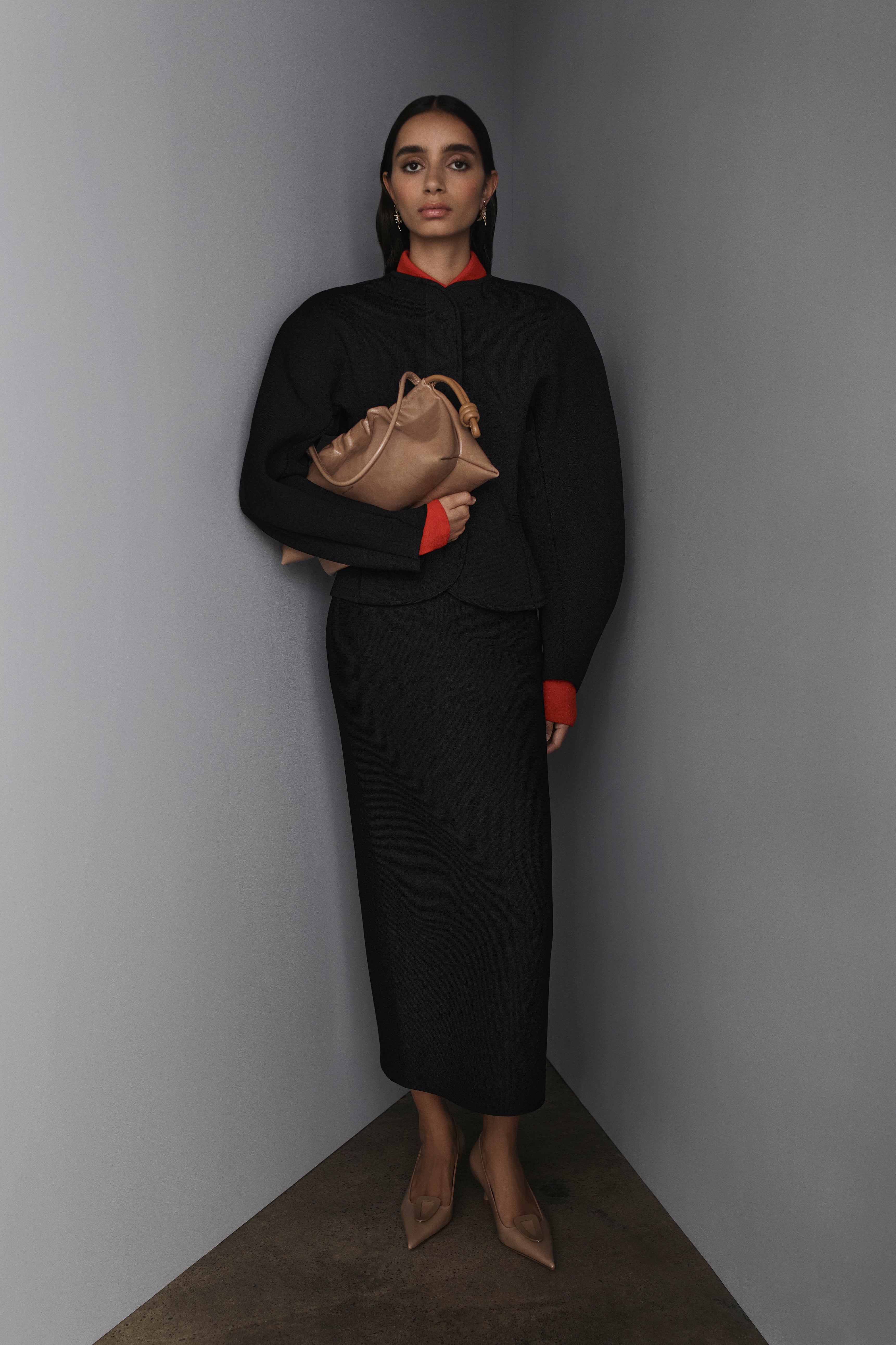 CREPE KNIT PENCIL LONG SKIRT - Image 3