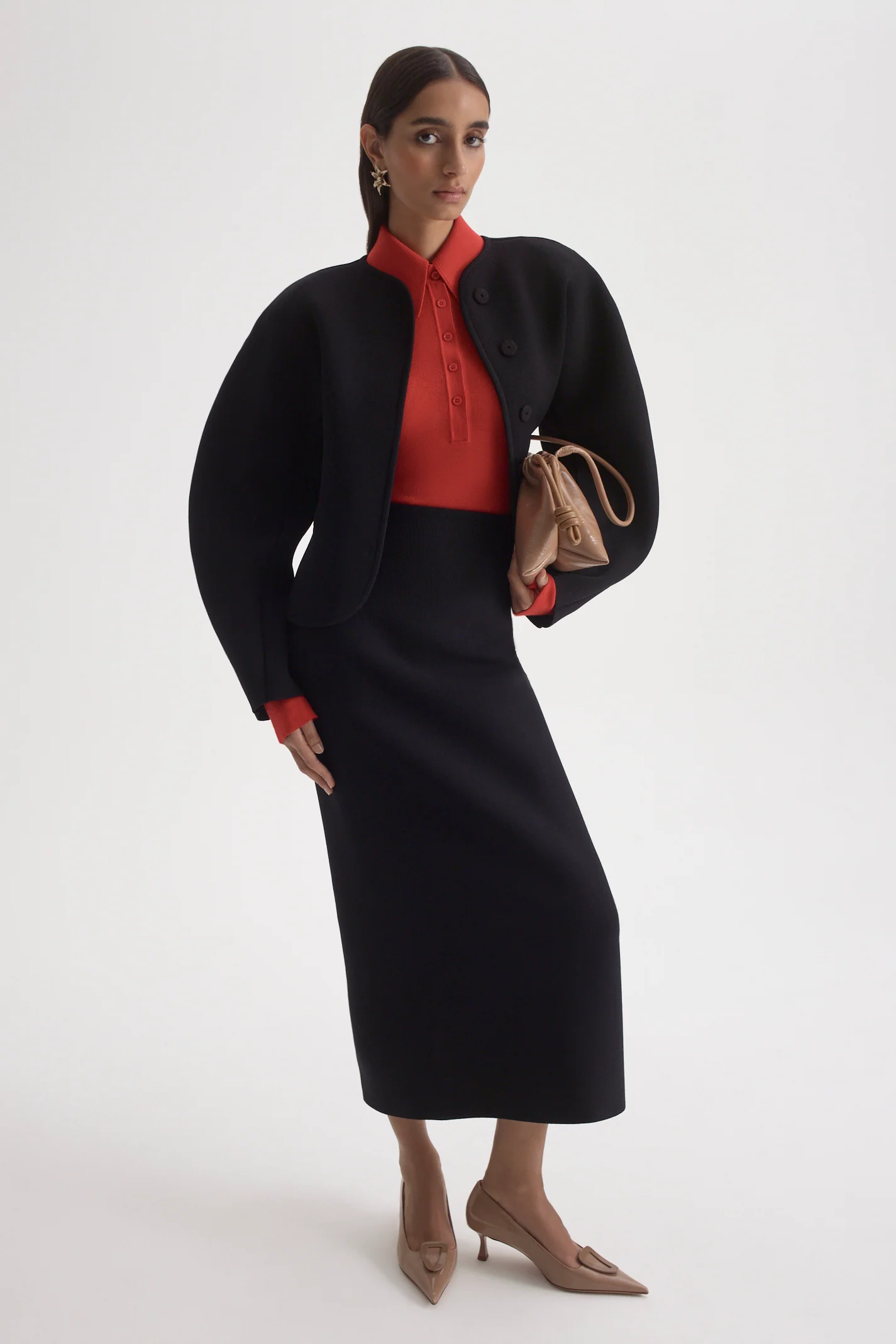 CREPE KNIT PENCIL LONG SKIRT - Image 4