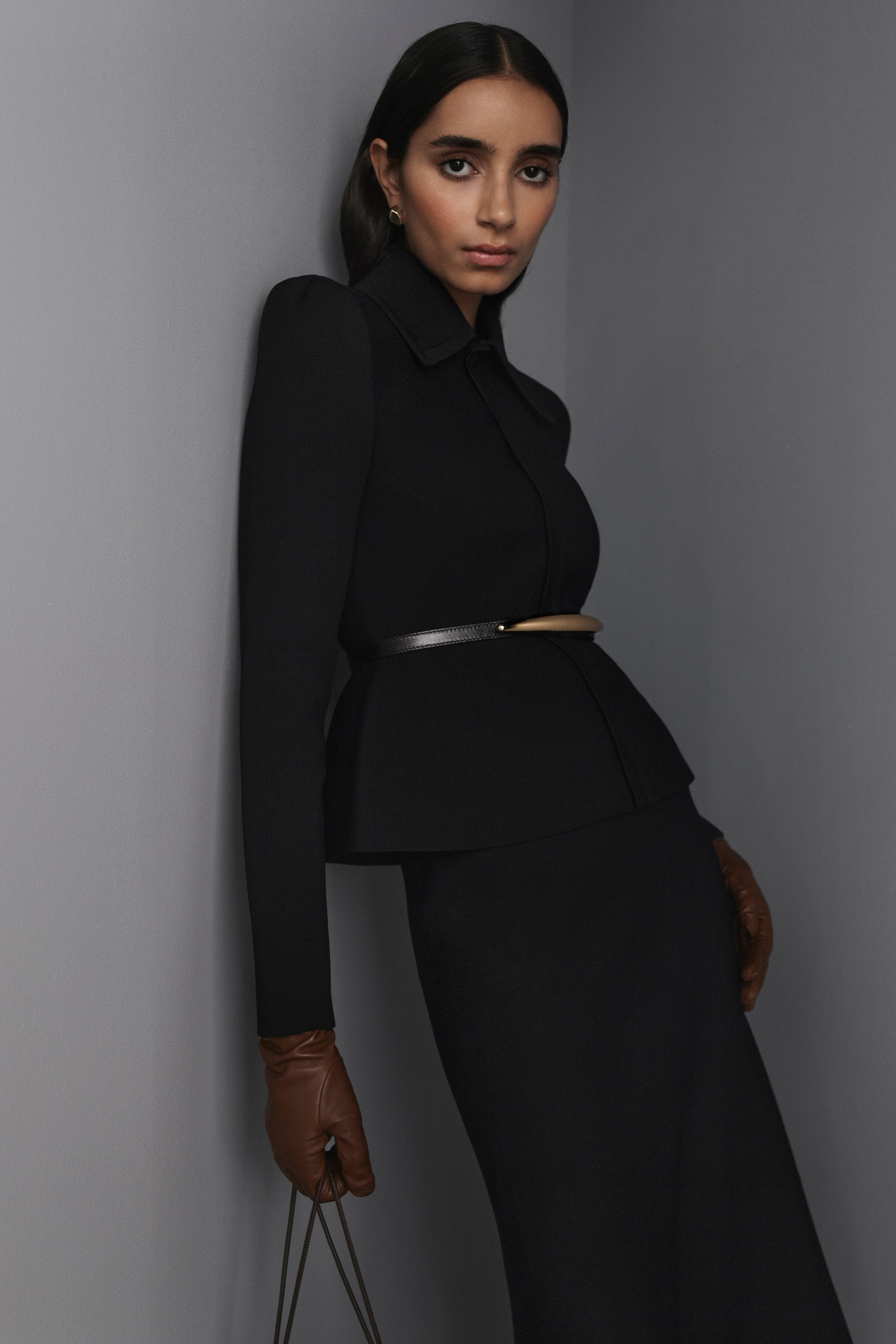 CREPE KNIT PEPLUM COLLAR JACKET - Image 3