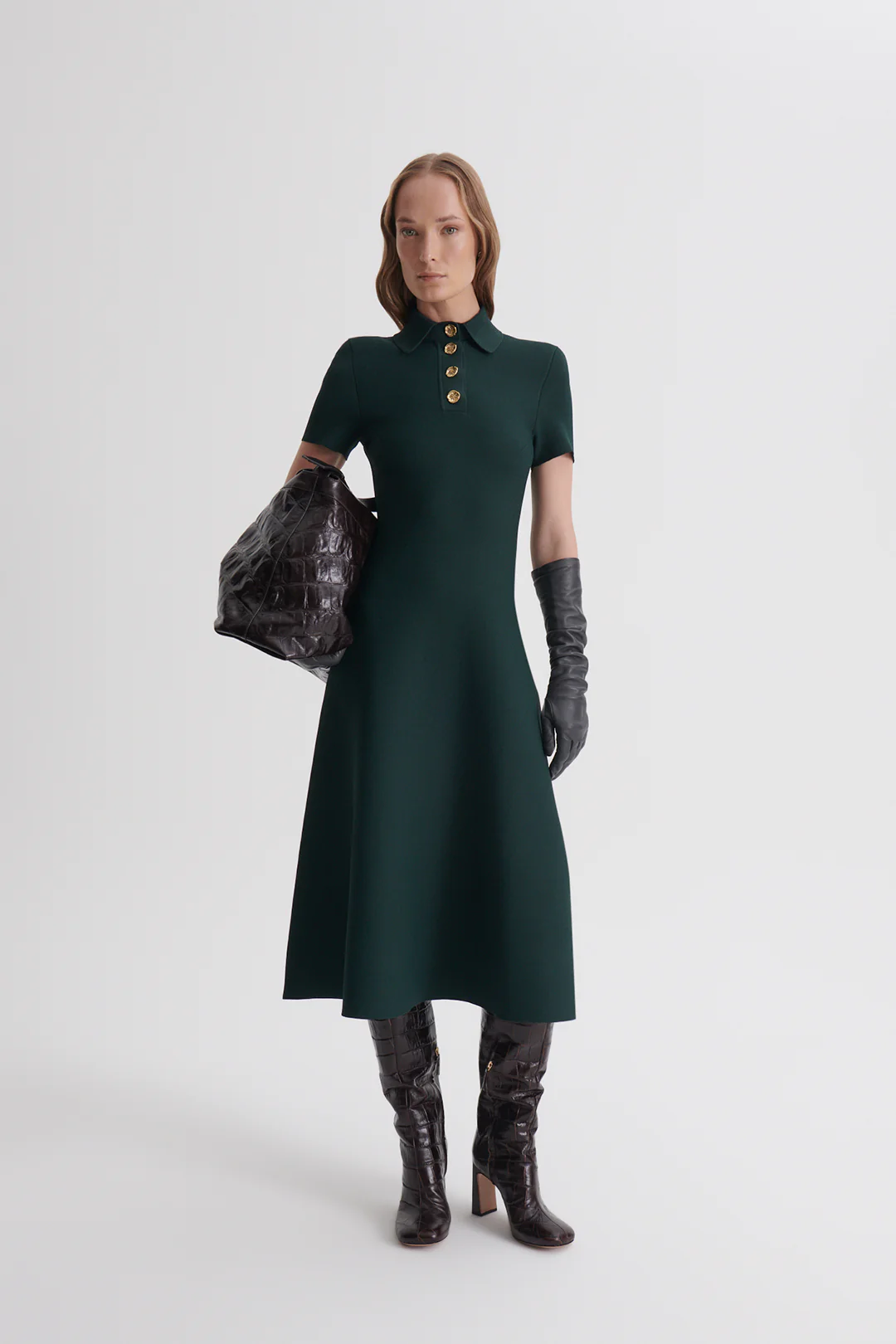 CREPE KNIT POPPY SHIRT DRESS - Image 3