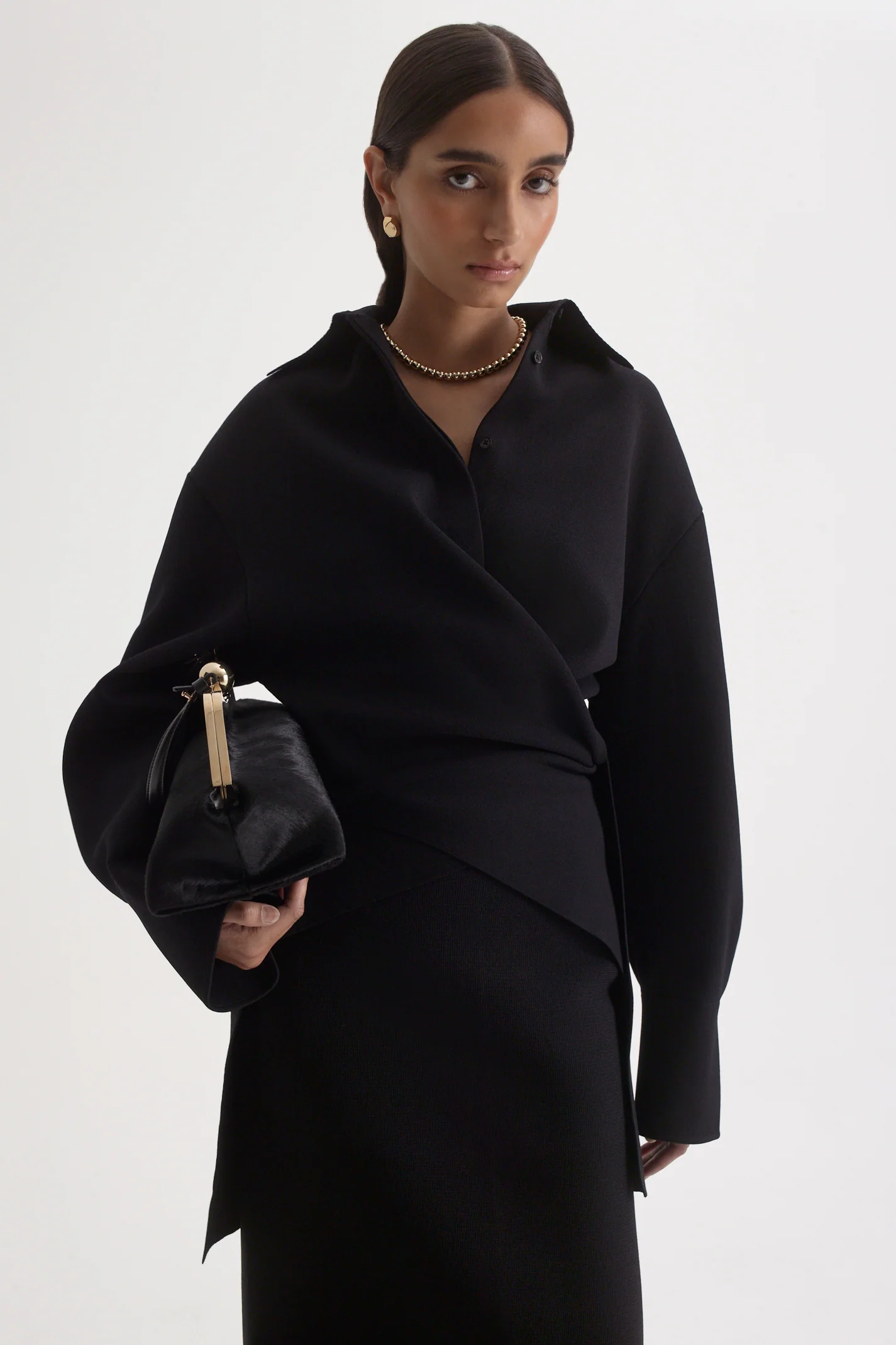 CREPE KNIT TIE SHIRT - Image 6