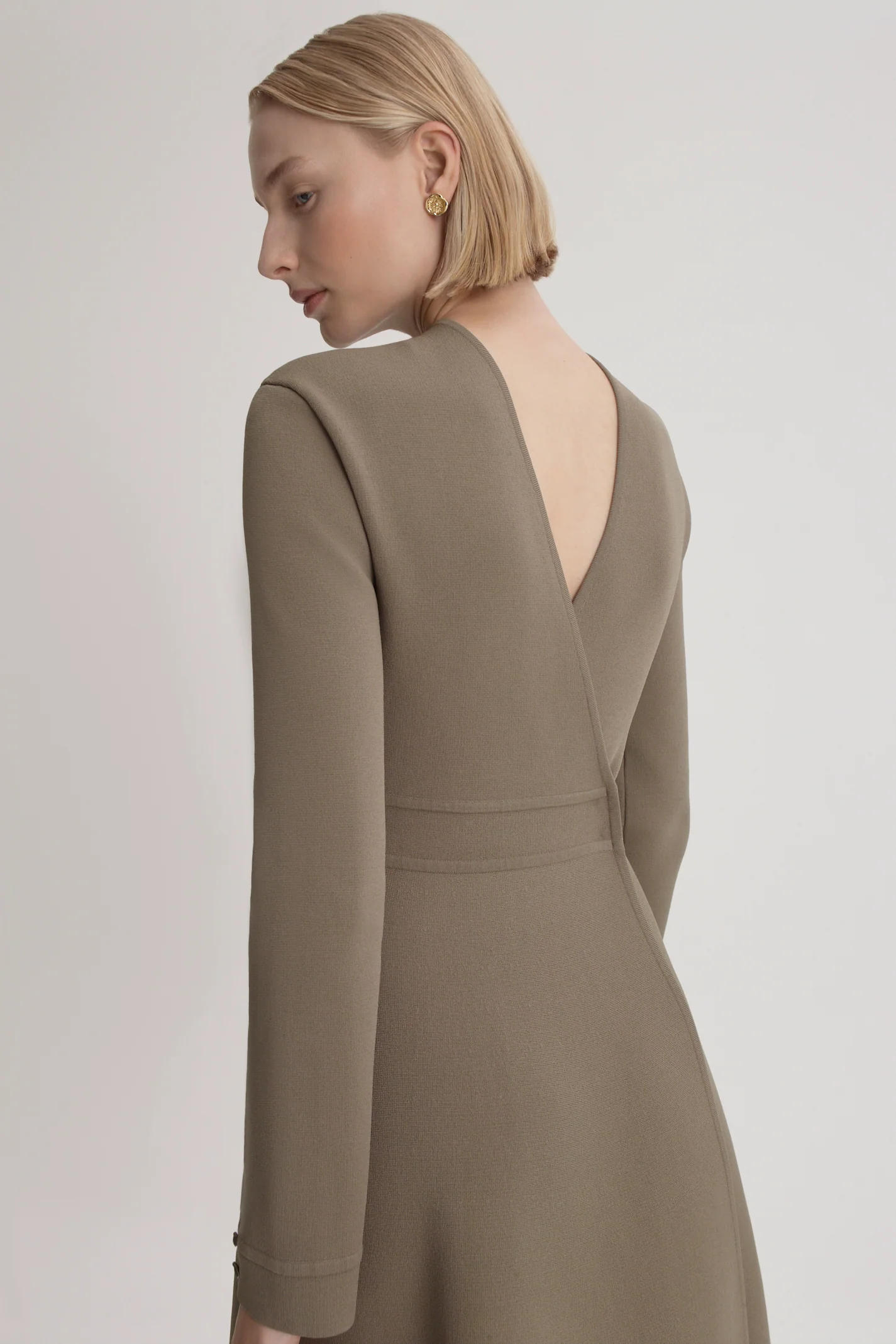 CREPE KNIT WRAP BACK DRESS - Image 8