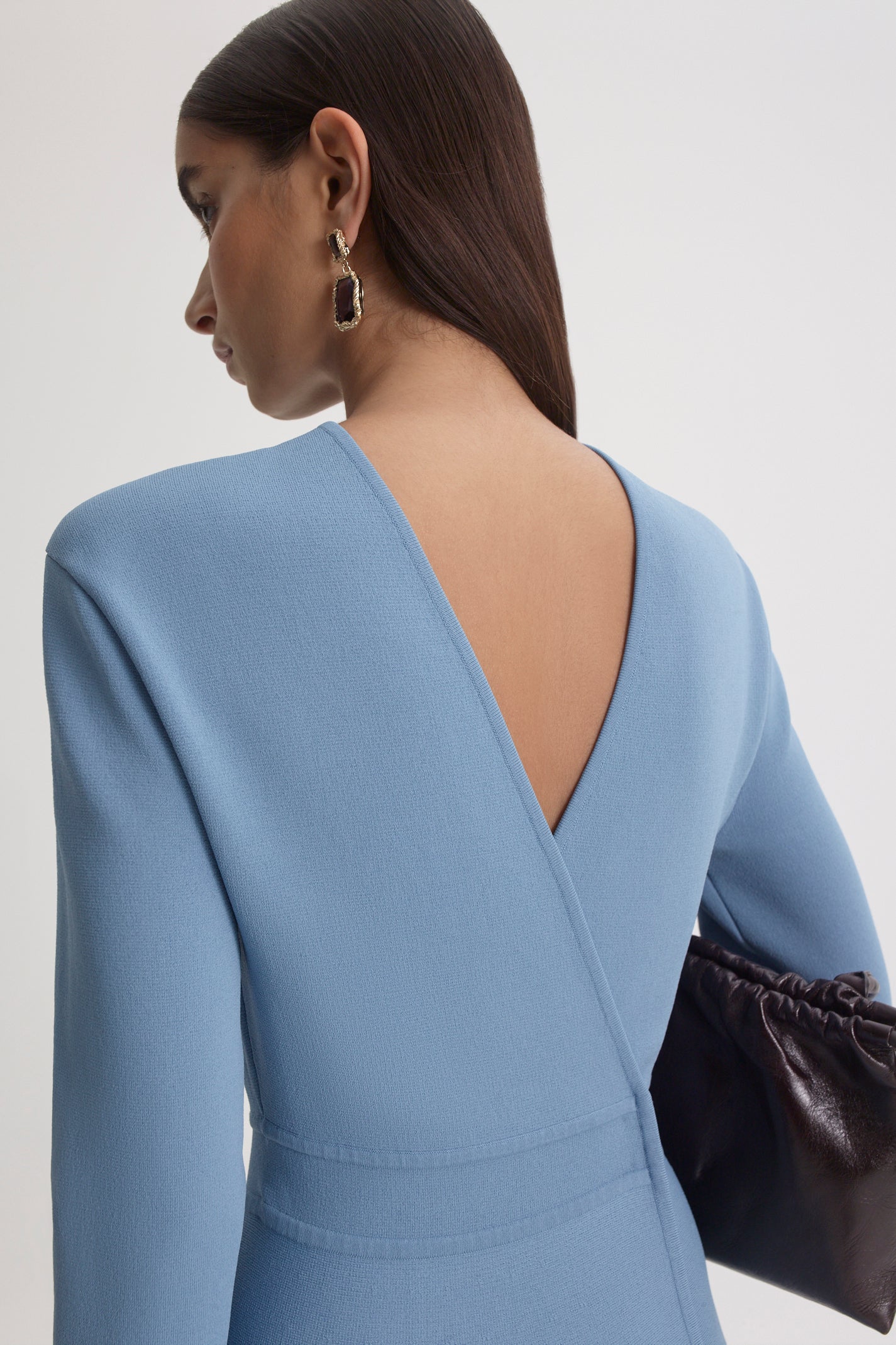 CREPE KNIT WRAP BACK DRESS - Image 8