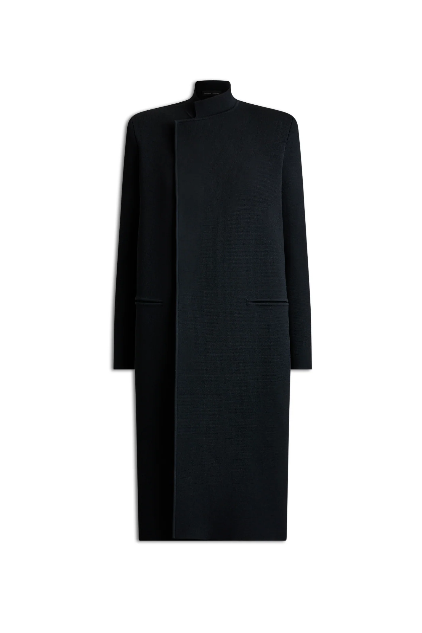 CREPE KNIT WRAP FUNNEL COAT