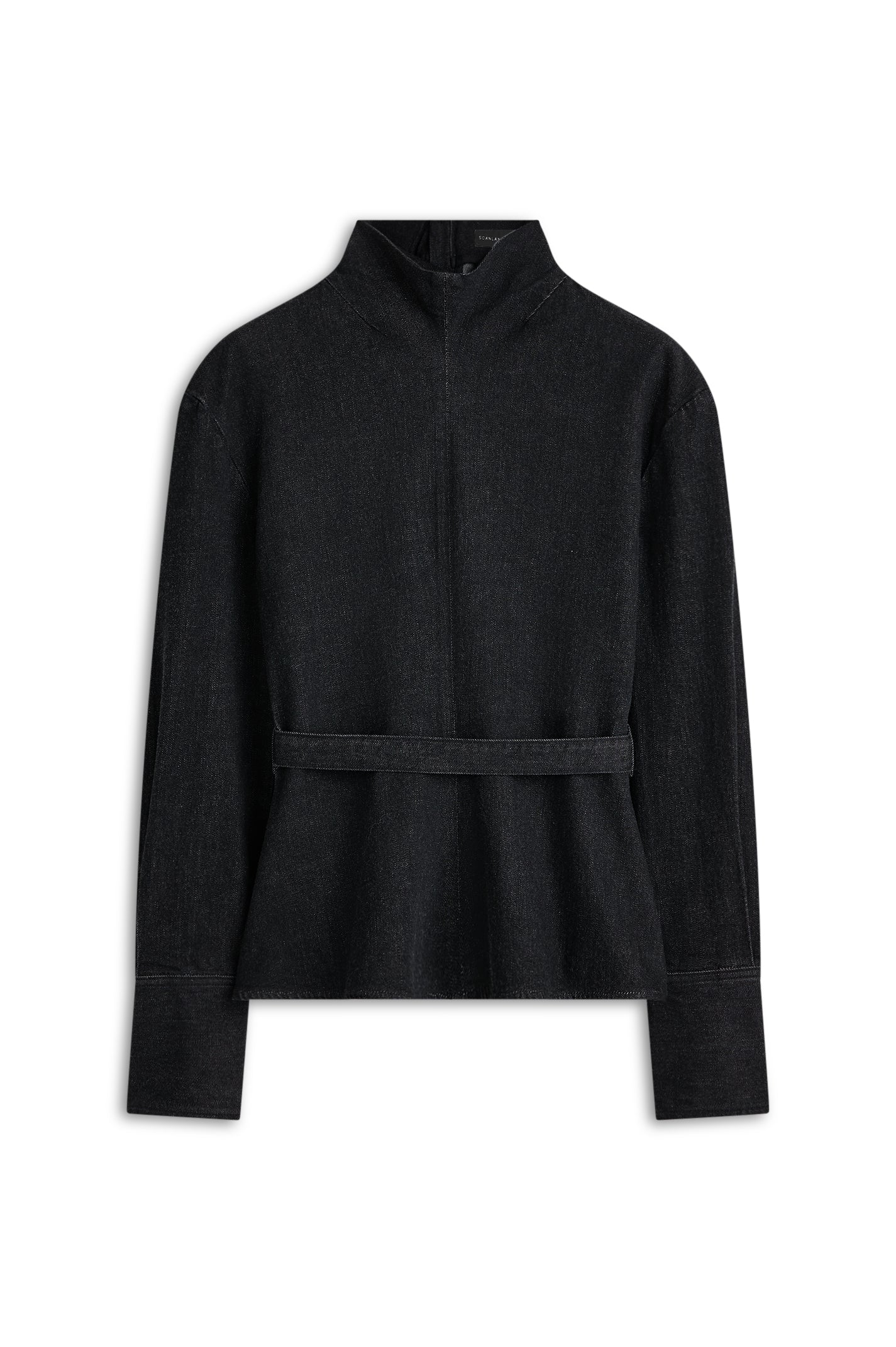 DENIM FUNNEL NECK TOP