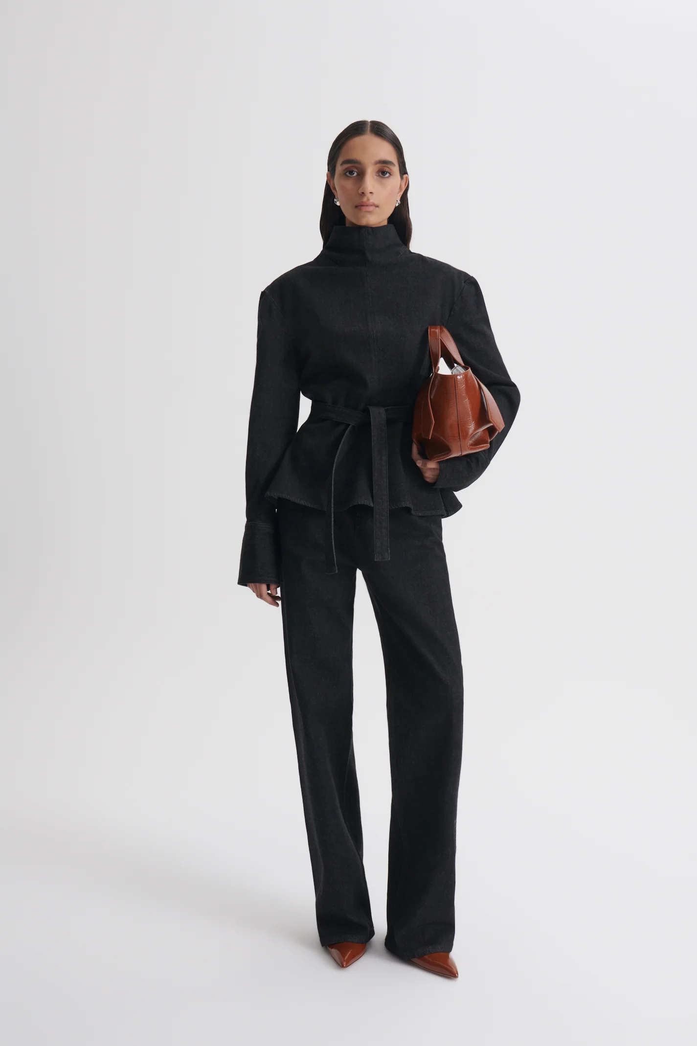 DENIM FUNNEL NECK TOP - Image 4
