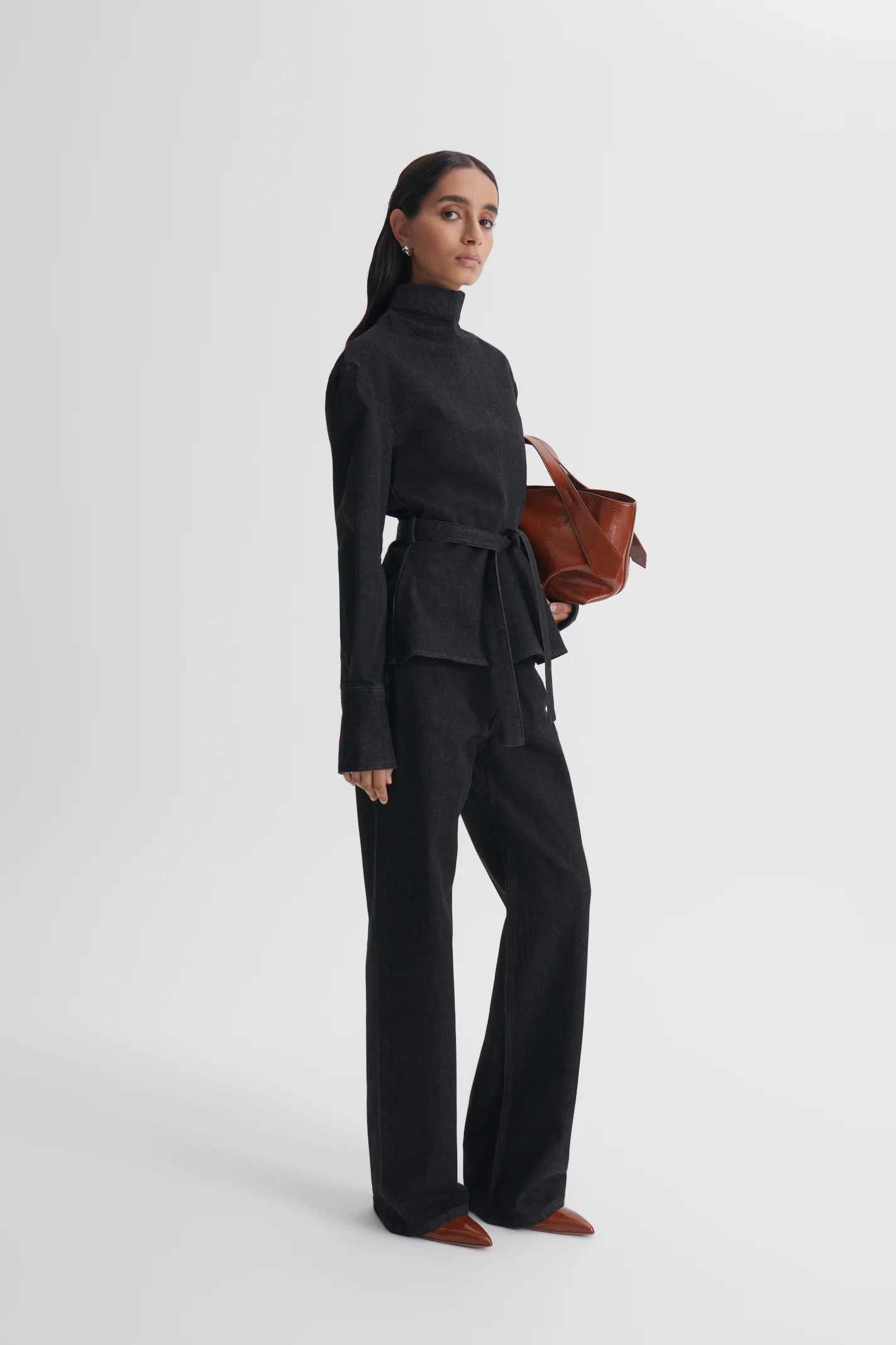 DENIM FUNNEL NECK TOP - Image 5