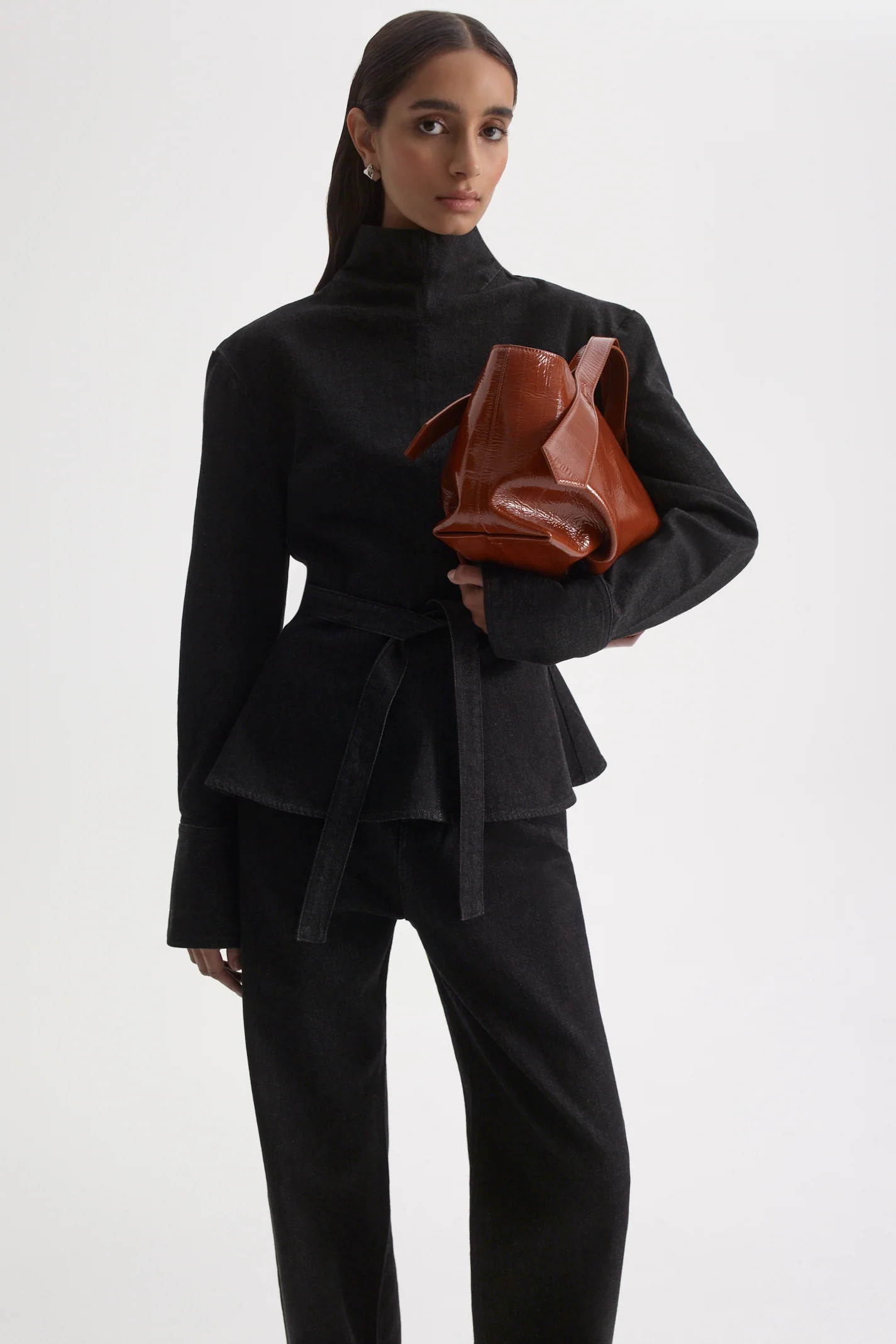 DENIM FUNNEL NECK TOP - Image 7