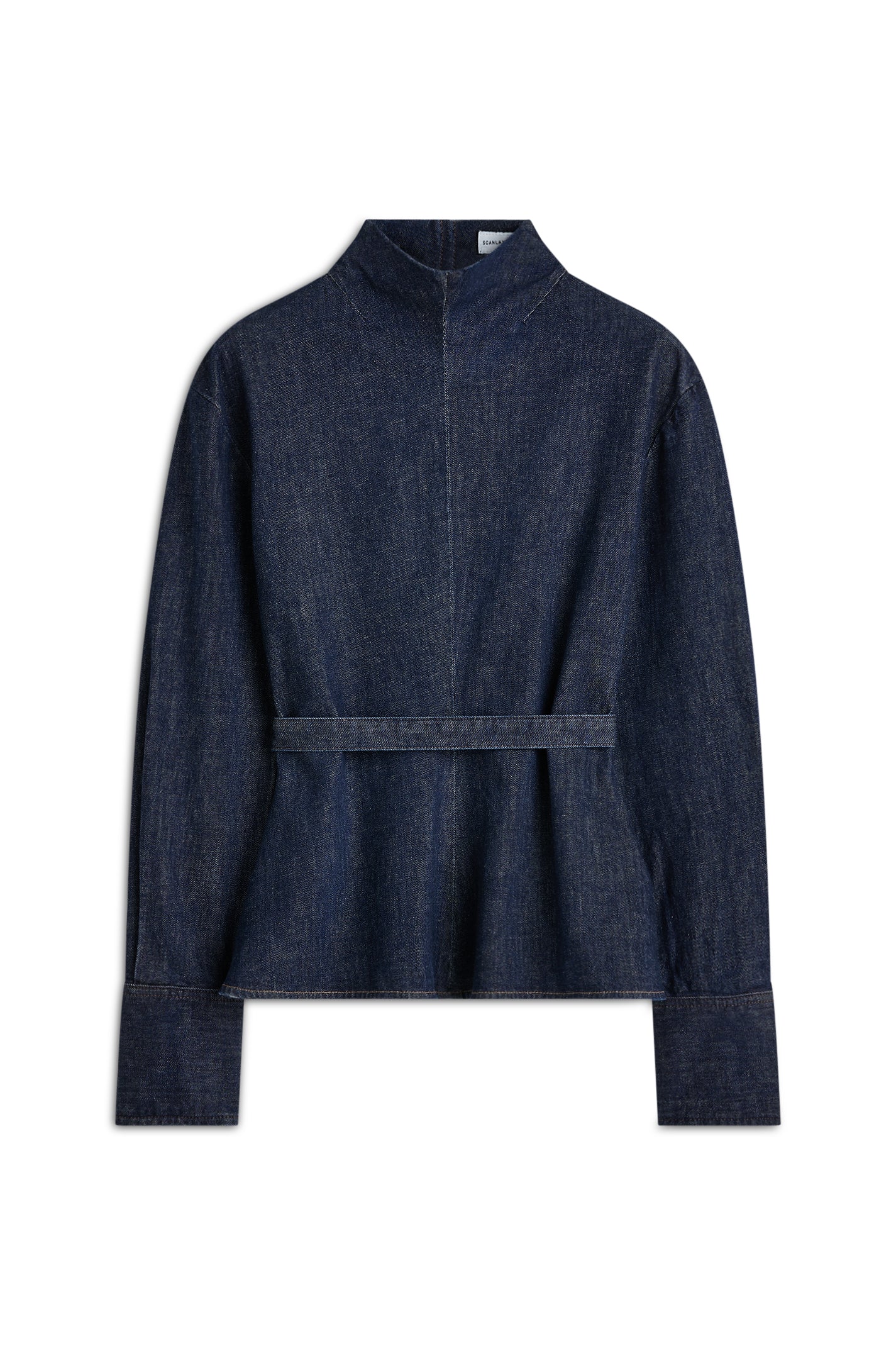 DENIM FUNNEL NECK TOP