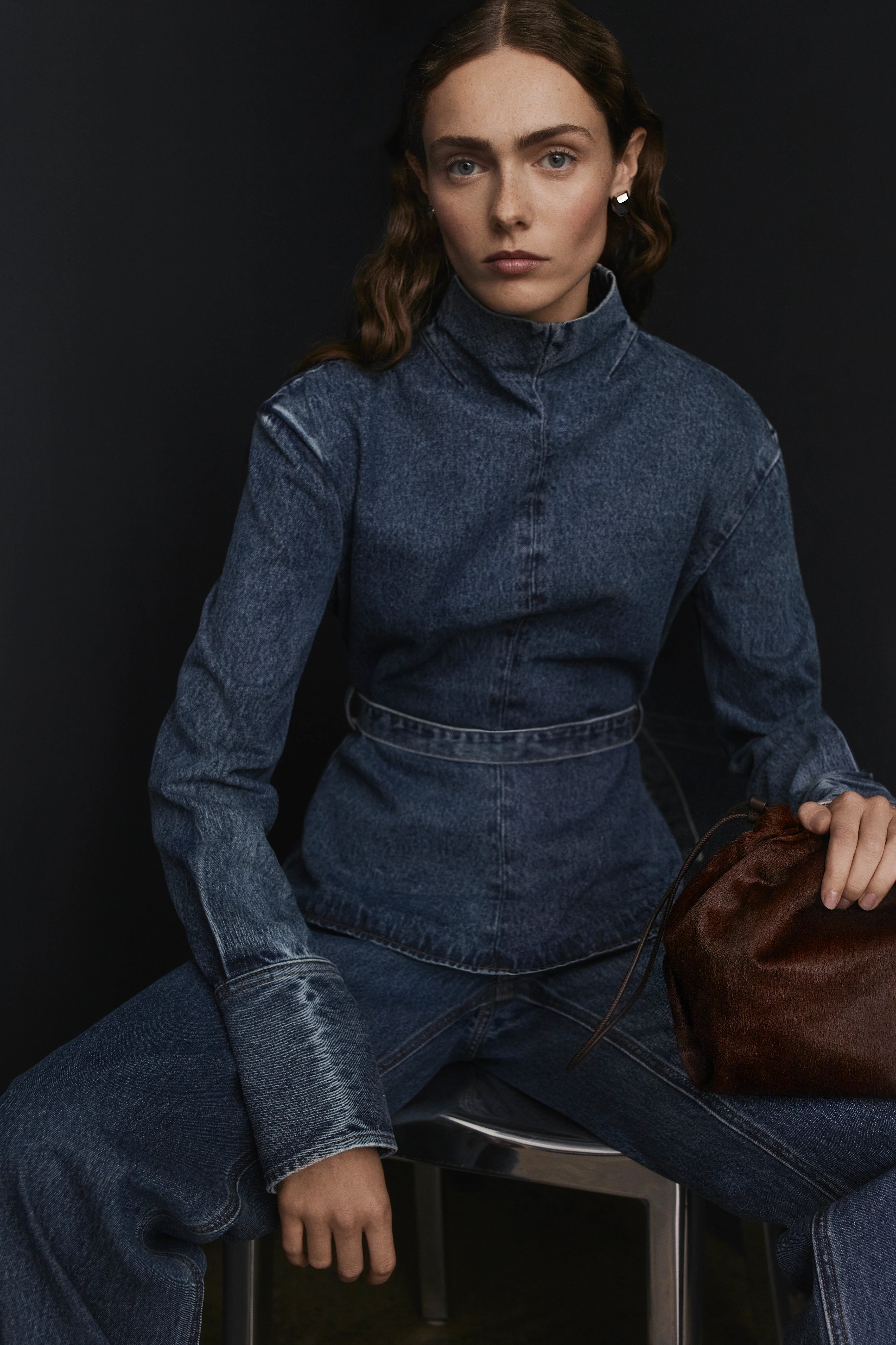 DENIM FUNNEL NECK TOP - Image 3