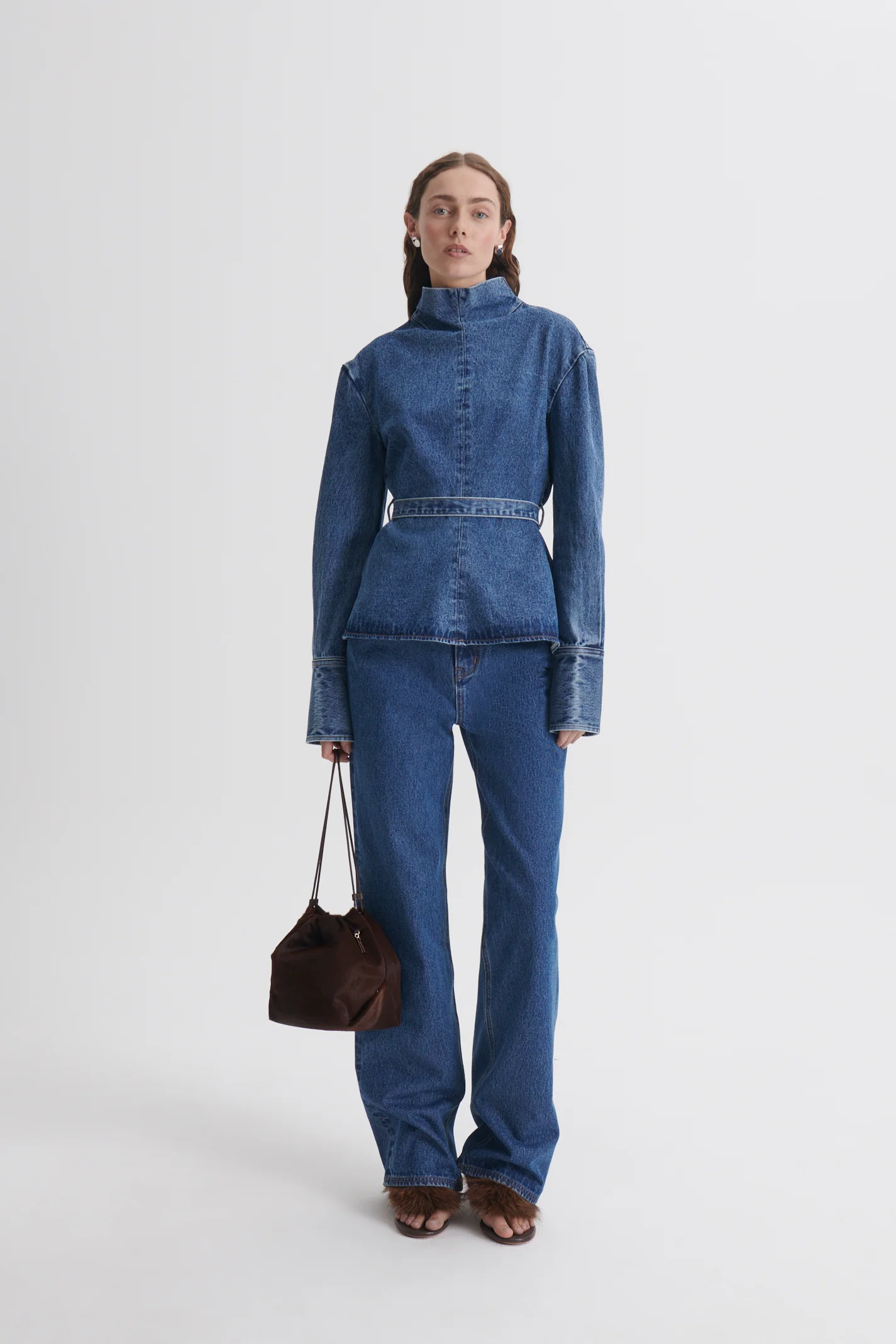 DENIM FUNNEL NECK TOP - Image 4