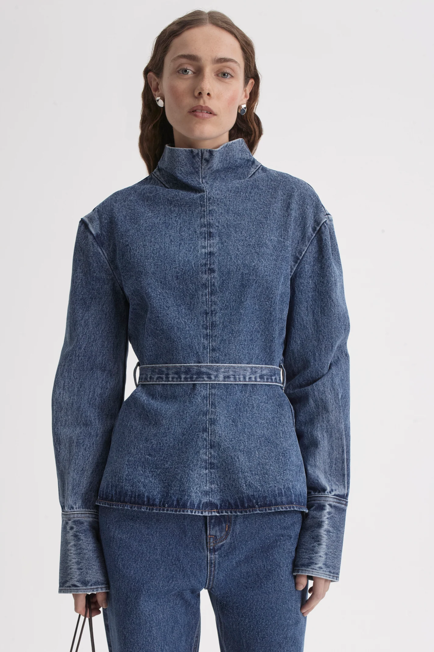 DENIM FUNNEL NECK TOP - Image 7