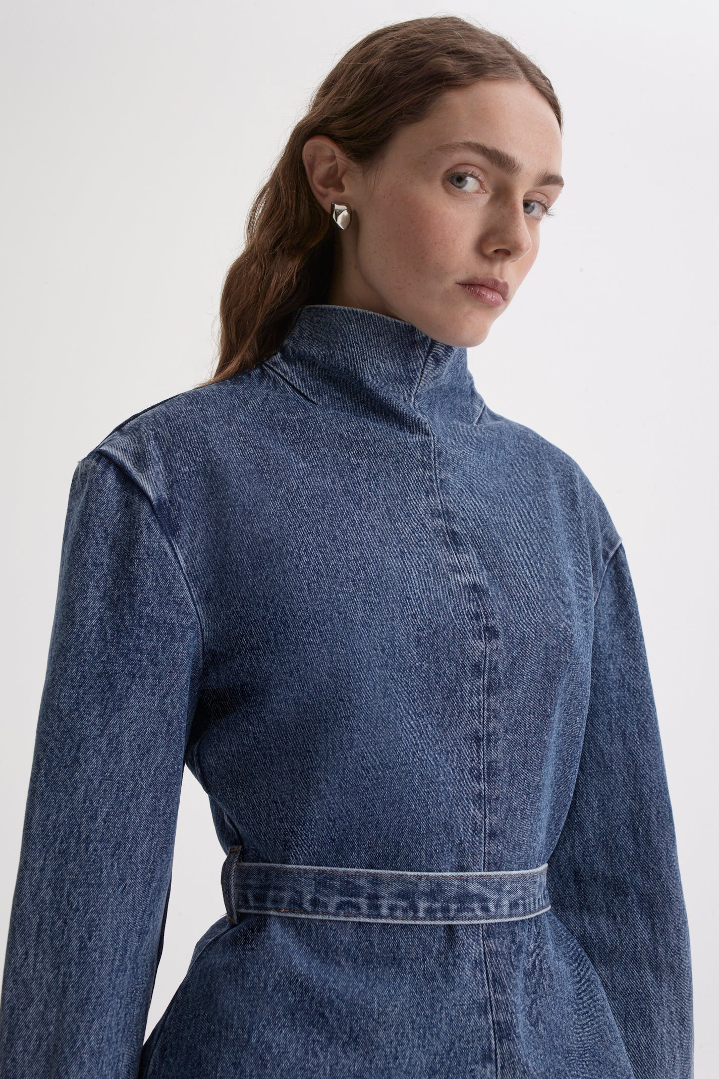 DENIM FUNNEL NECK TOP - Image 8