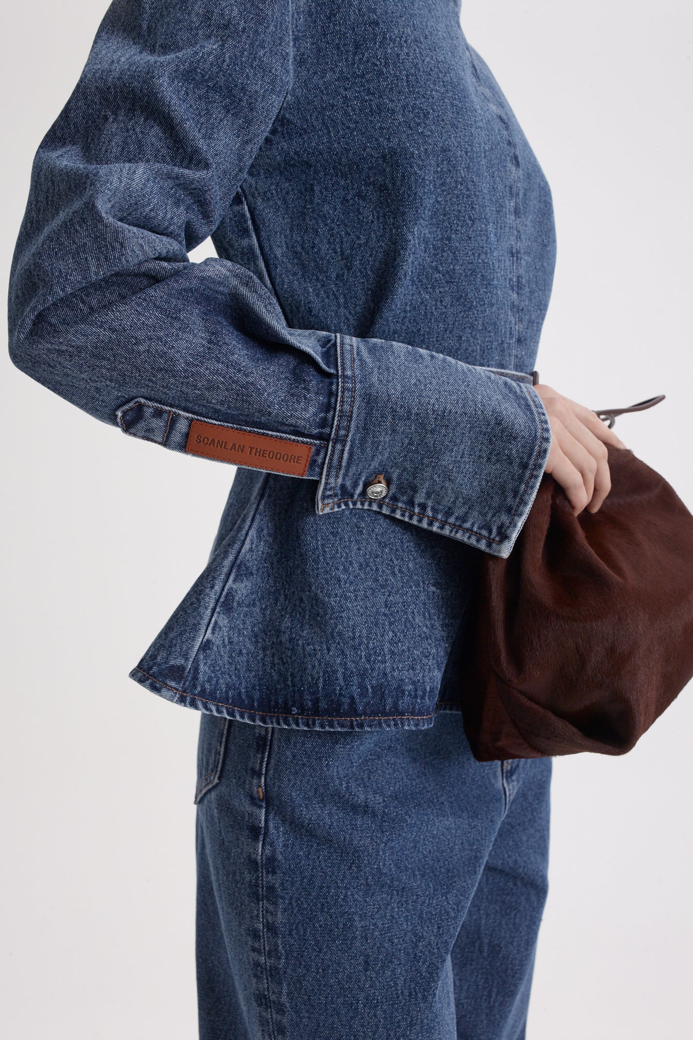 DENIM FUNNEL NECK TOP - Image 9