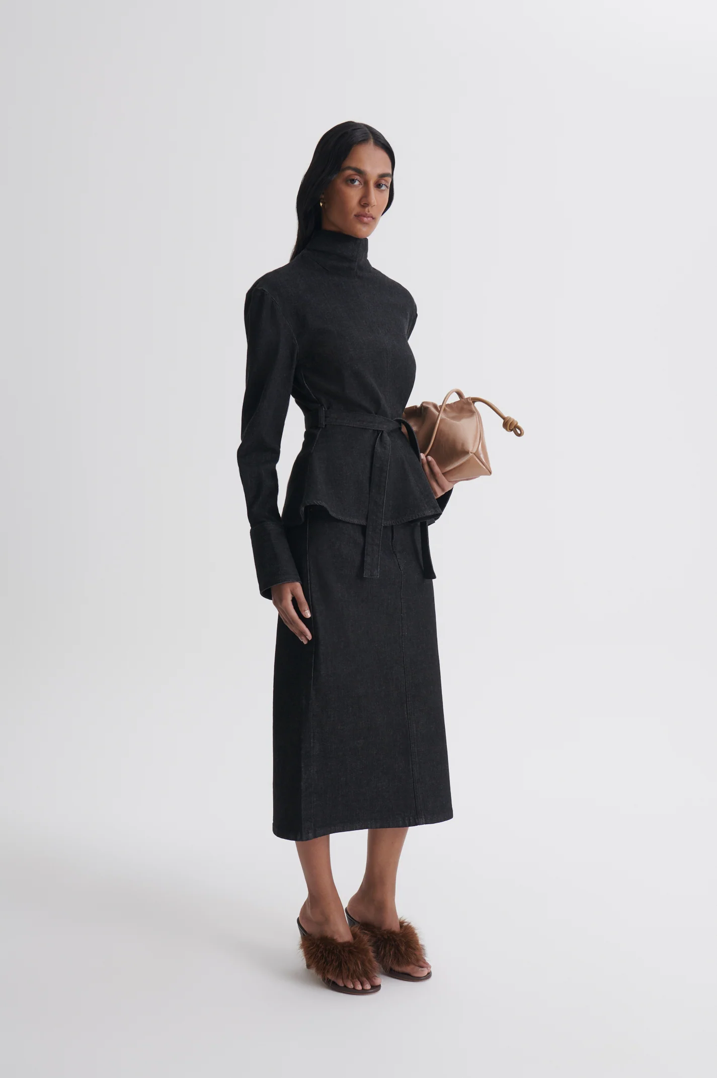 DENIM MID WAIST PENCIL SKIRT - Image 4