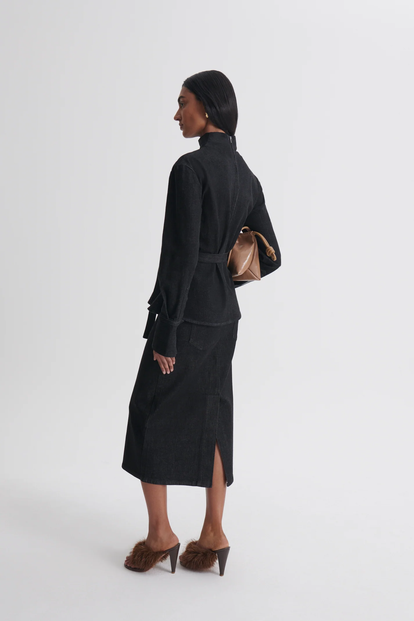 DENIM MID WAIST PENCIL SKIRT - Image 5