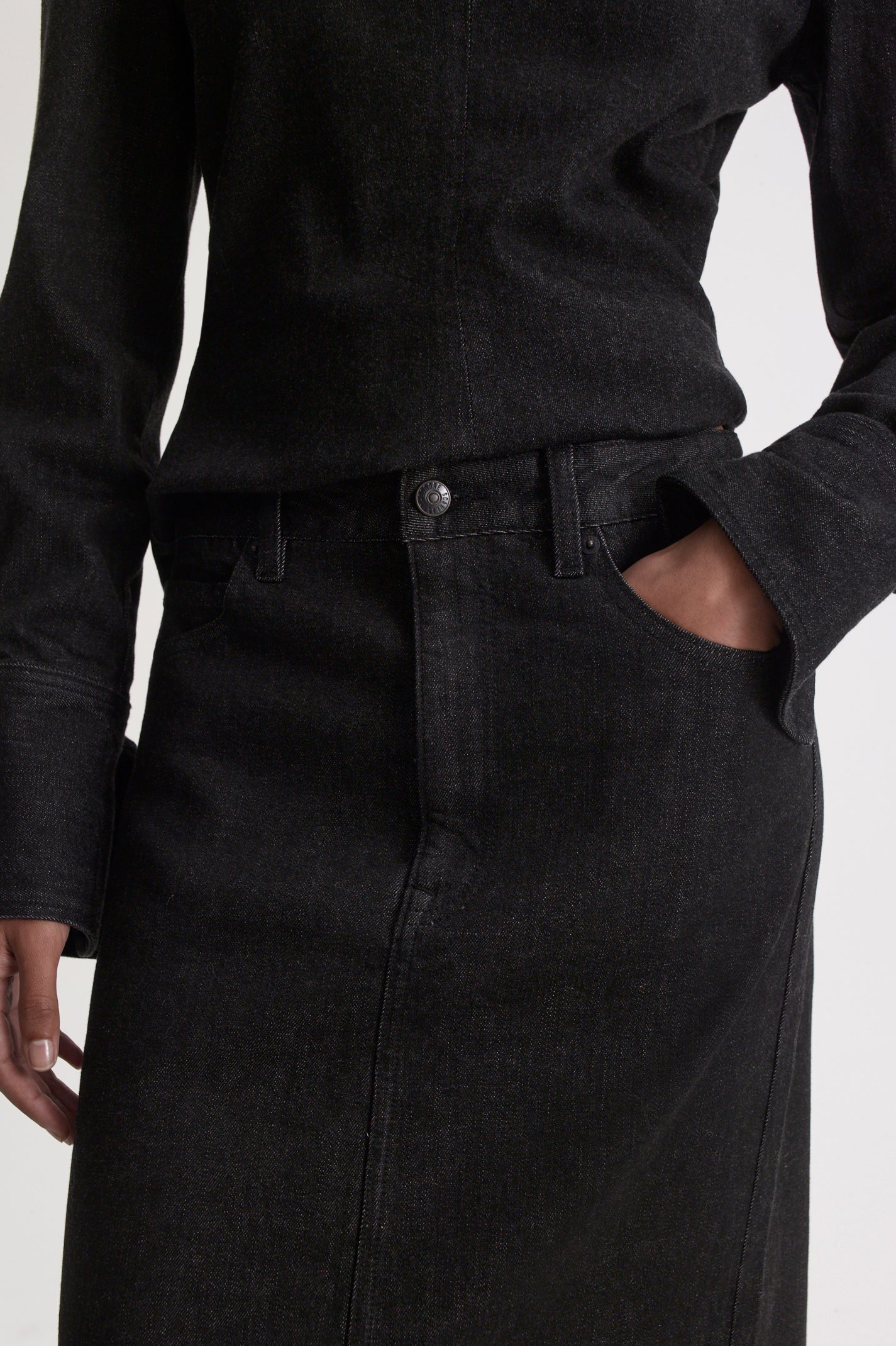DENIM MID WAIST PENCIL SKIRT - Image 6