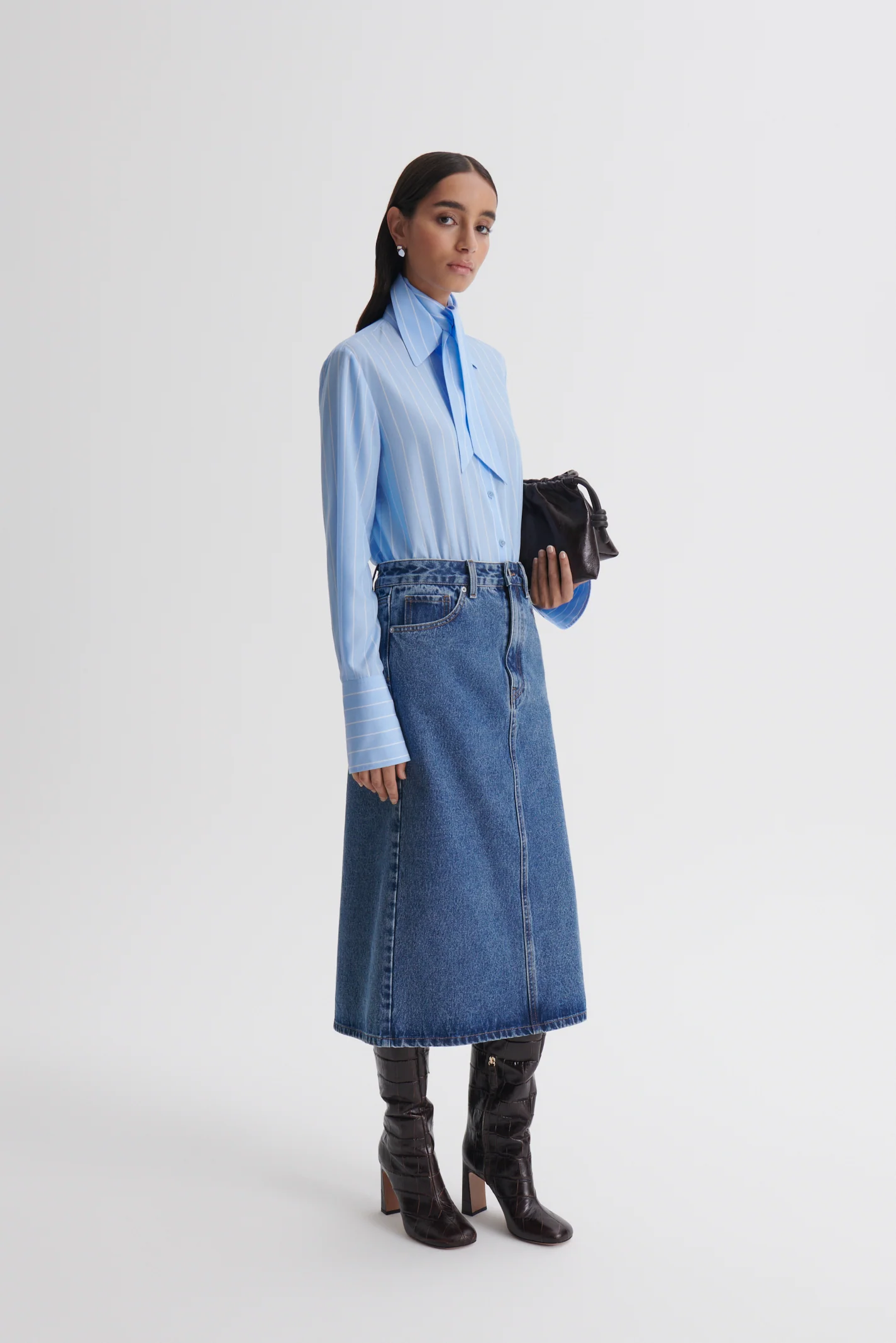 DENIM MID WAIST PENCIL SKIRT - Image 4