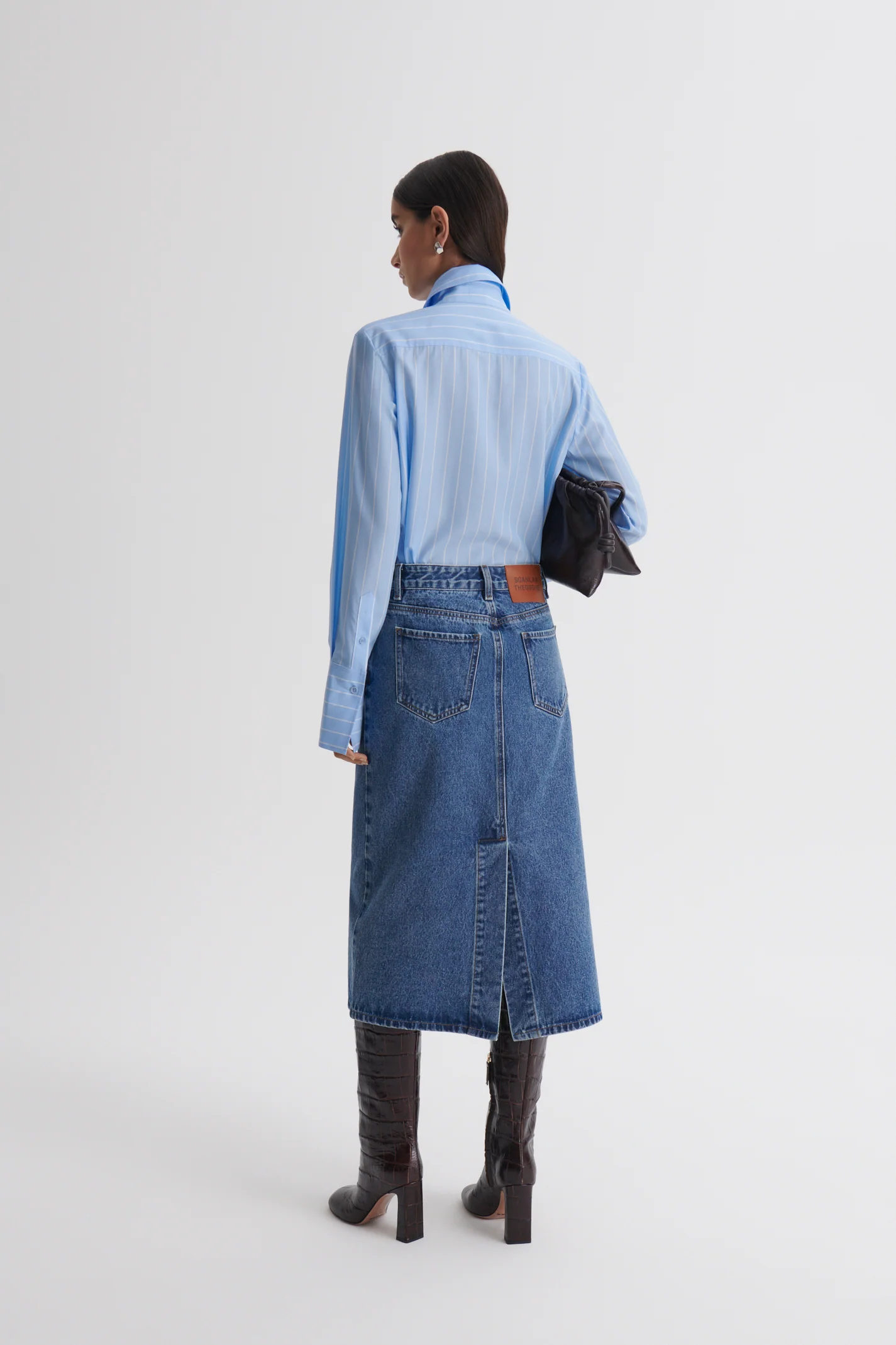 DENIM MID WAIST PENCIL SKIRT - Image 5