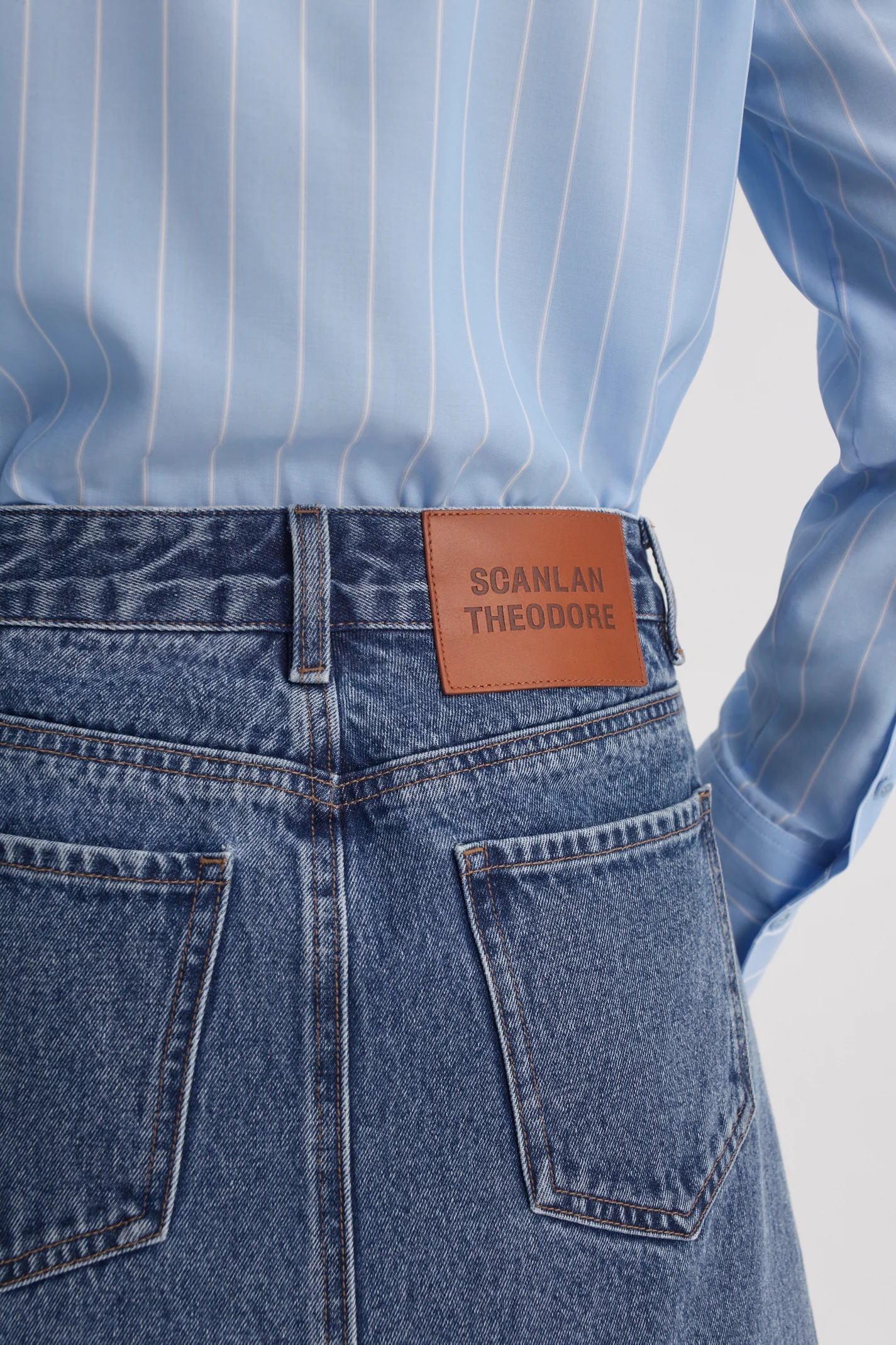 DENIM MID WAIST PENCIL SKIRT - Image 8