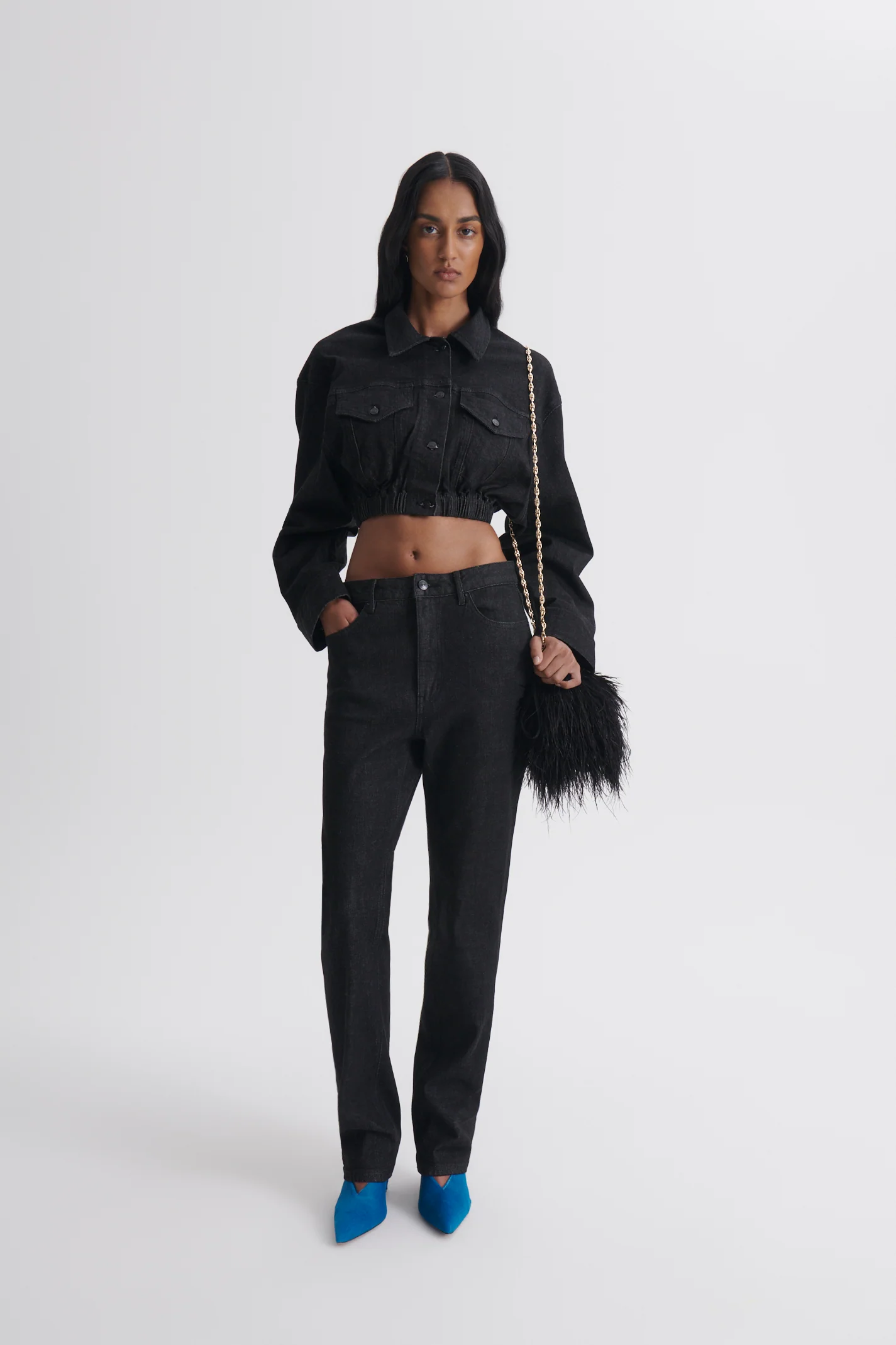 DENIM SOFT WAIST CROP JACKET - Image 4