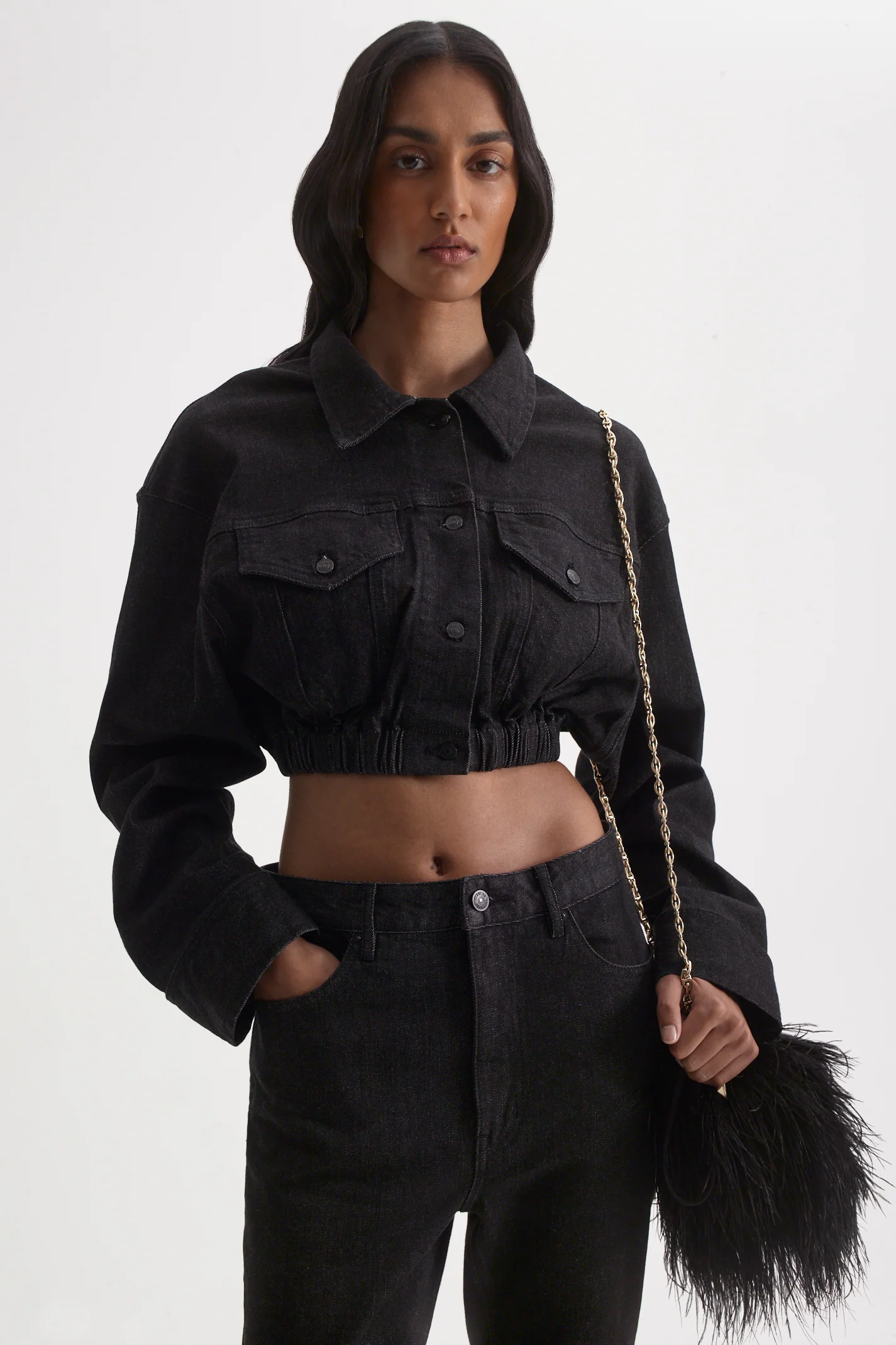 DENIM SOFT WAIST CROP JACKET - Image 7