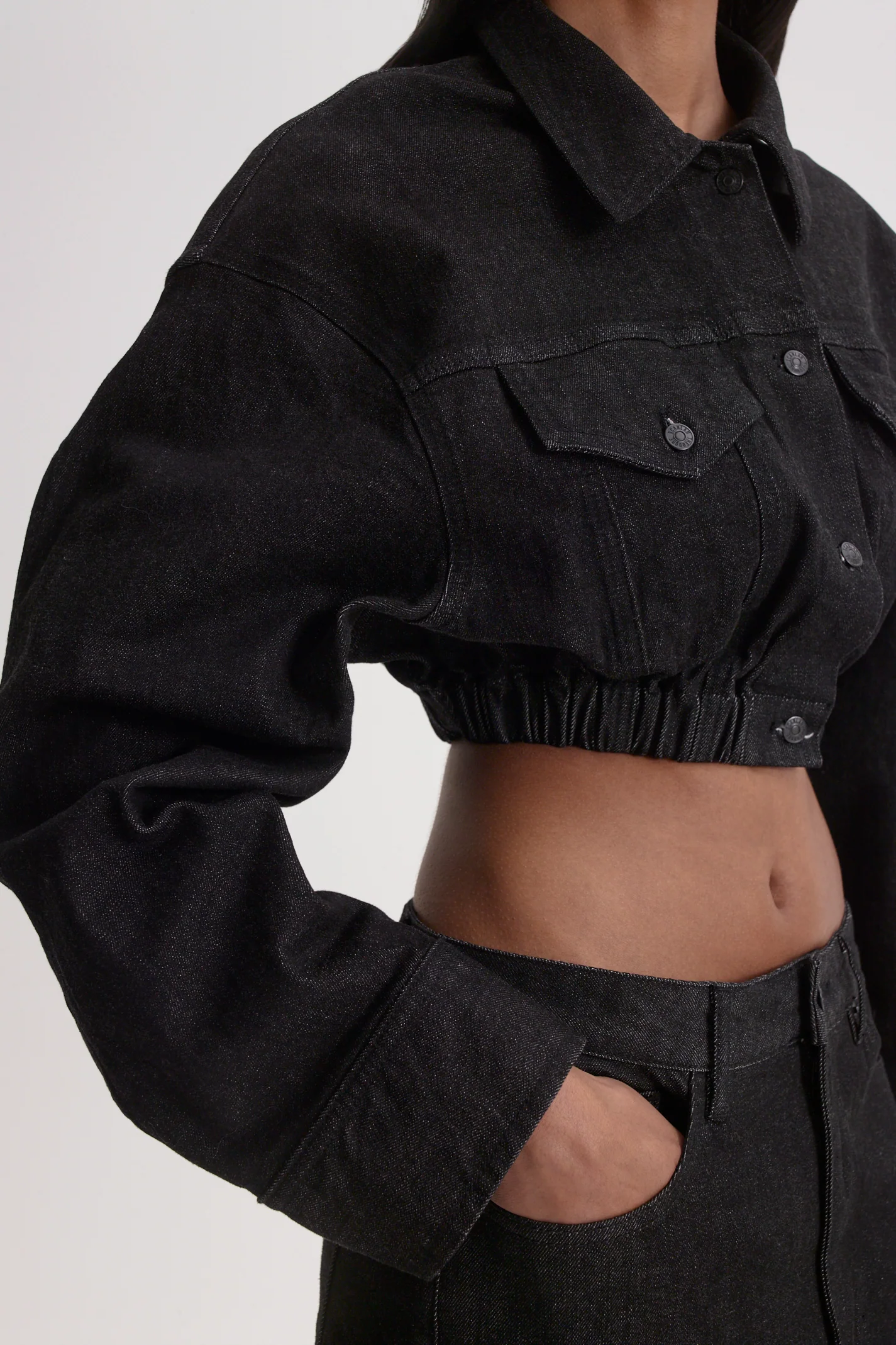 DENIM SOFT WAIST CROP JACKET - Image 8