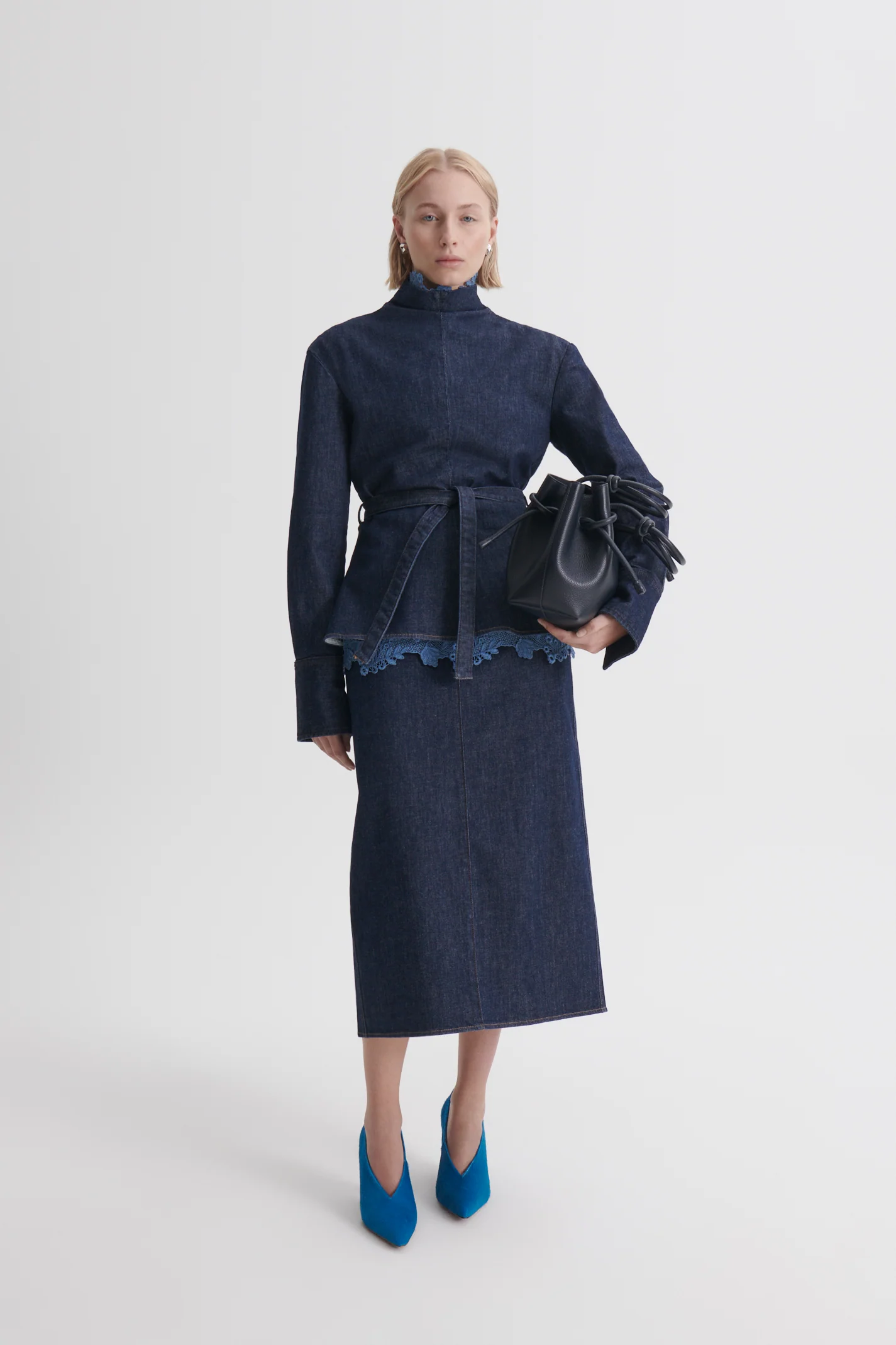 DENIM SOFT WAIST PENCIL SKIRT - Image 4