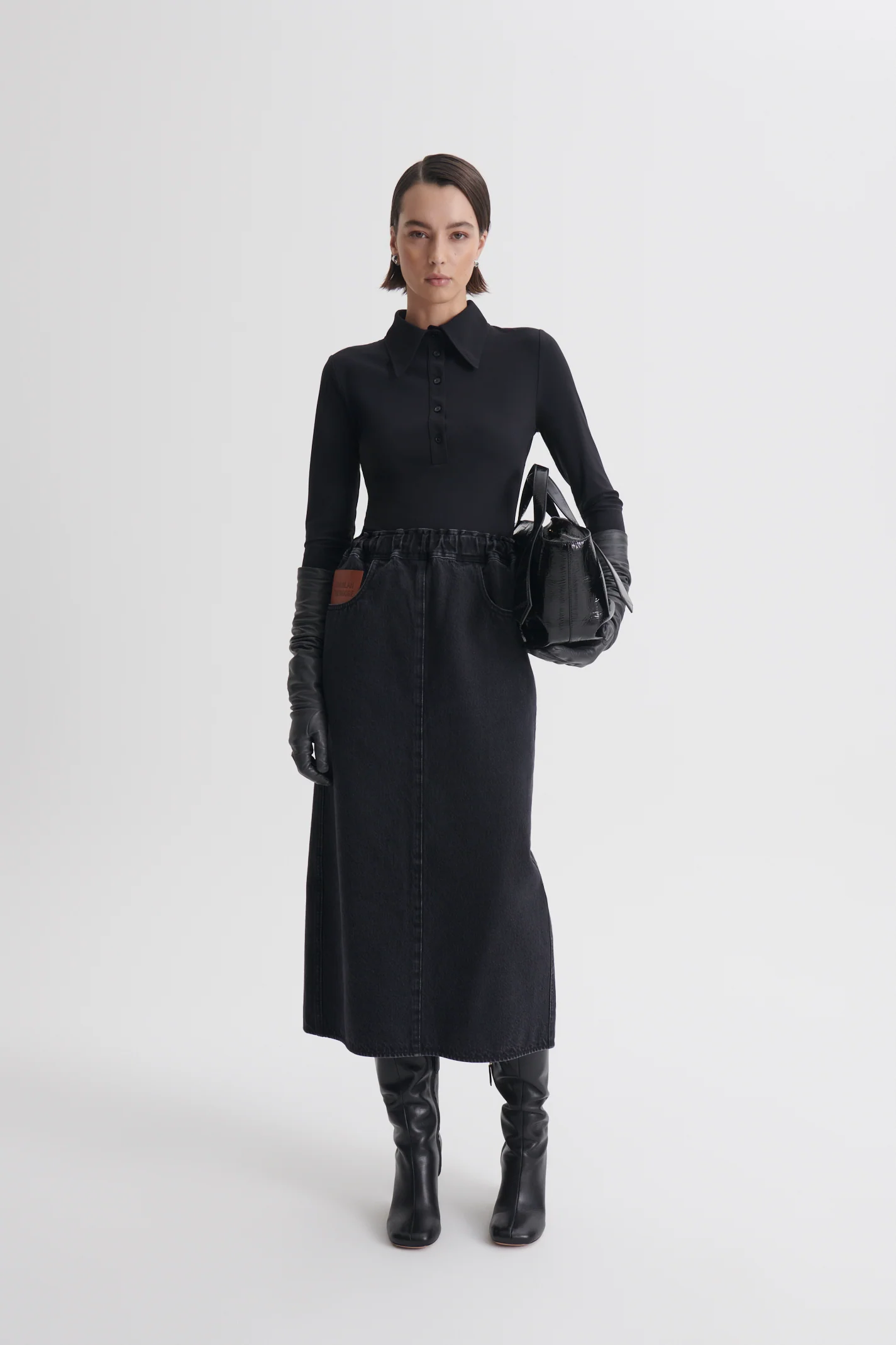 DENIM SOFT WAIST PENCIL SKIRT - Image 3