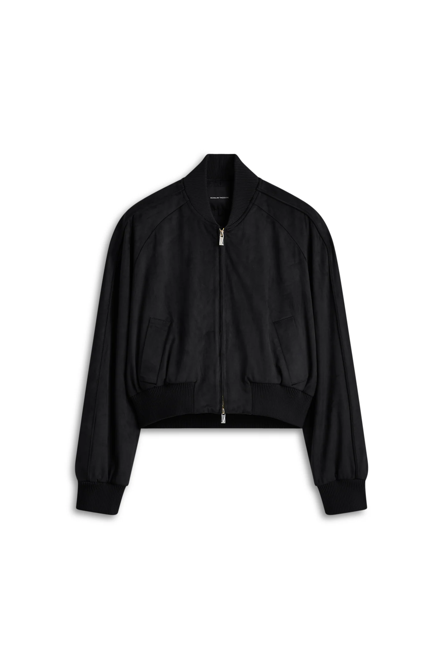 FAUX-SUEDE PIPED BOMBER