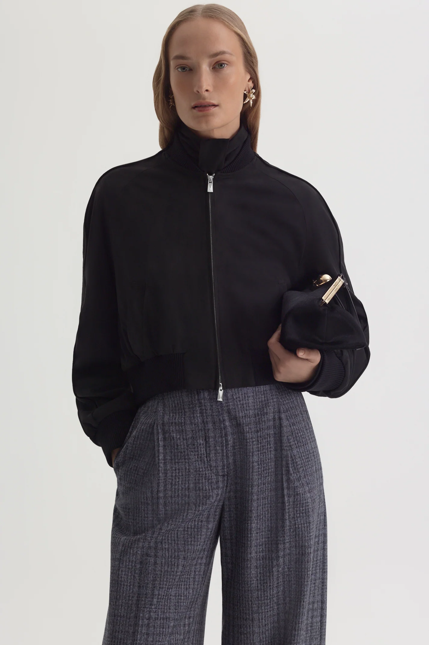 FAUX-SUEDE PIPED BOMBER - Image 3