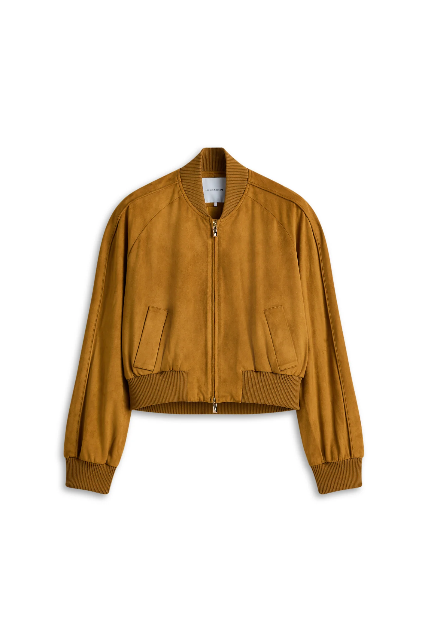 FAUX-SUEDE PIPED BOMBER