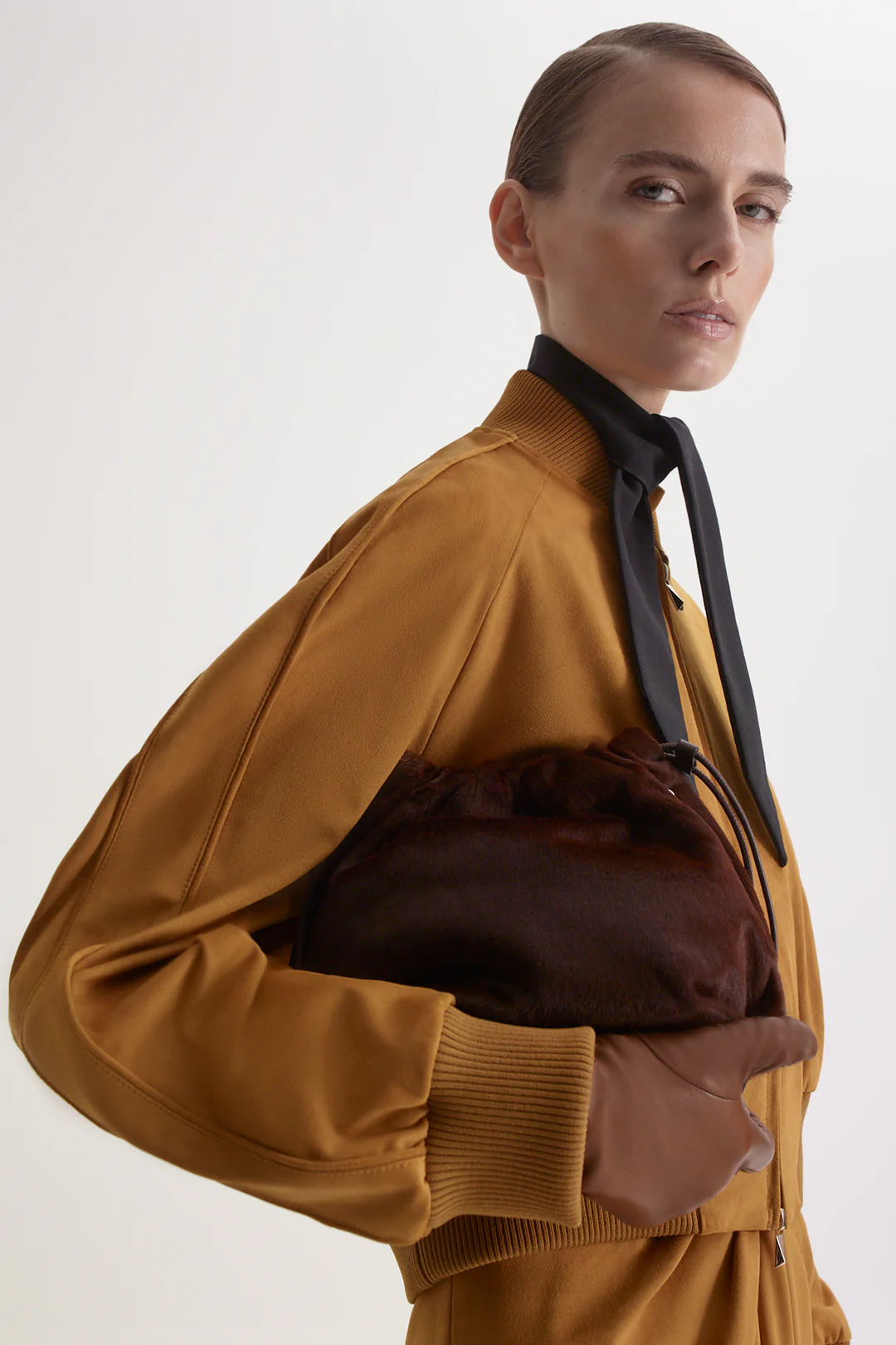 FAUX-SUEDE PIPED BOMBER - Image 3