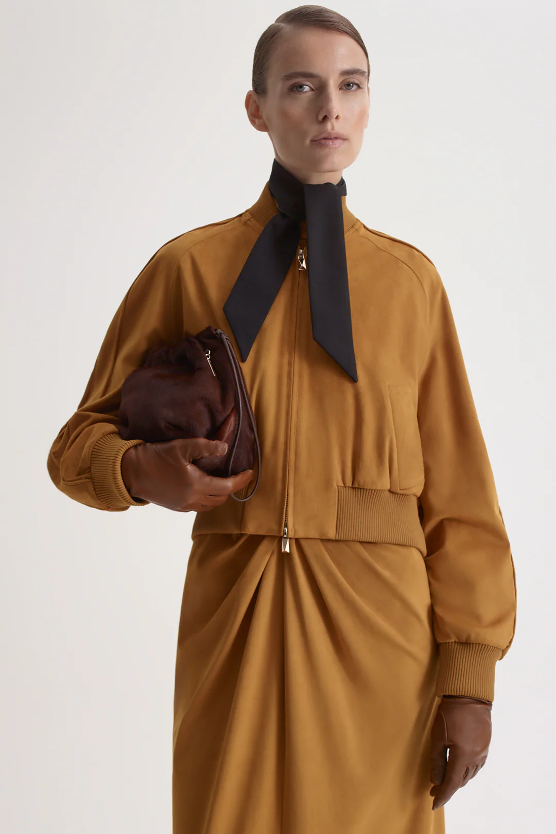 FAUX-SUEDE PIPED BOMBER - Image 9