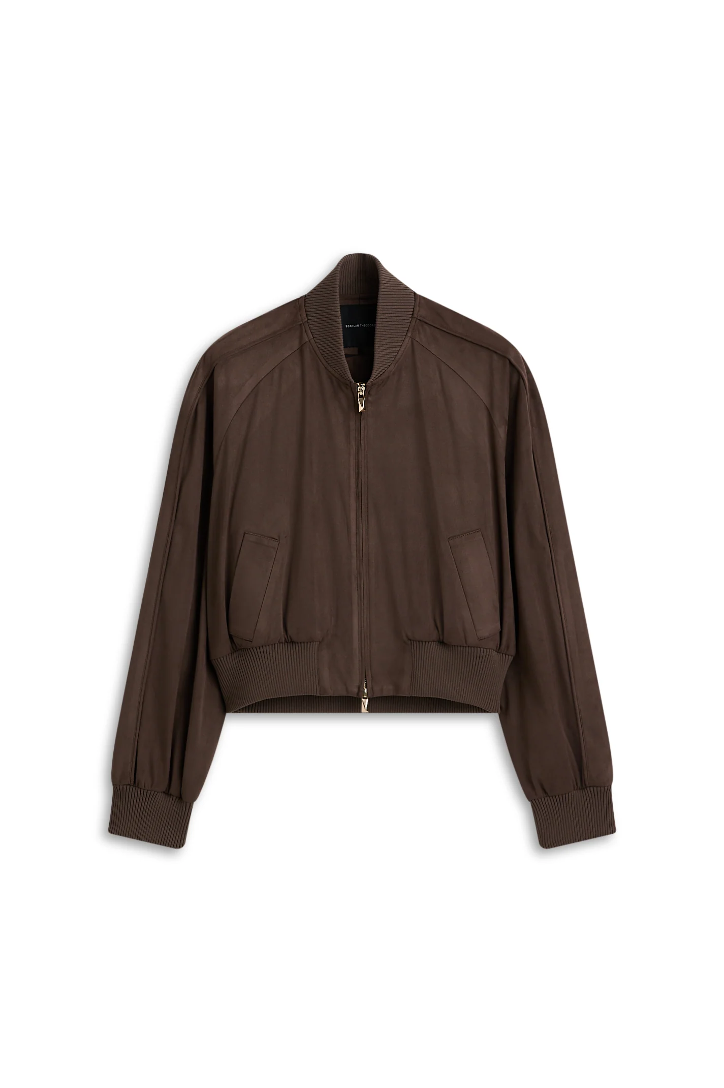 FAUX-SUEDE PIPED BOMBER