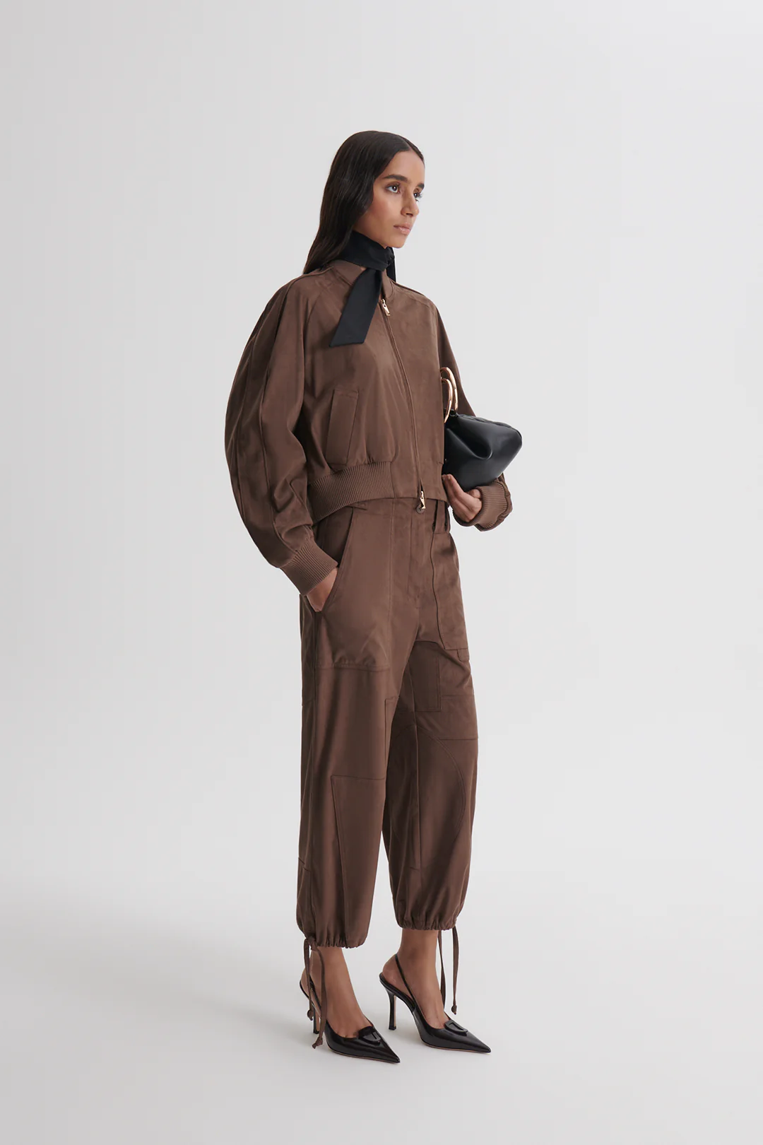 FAUX-SUEDE PIPED BOMBER - Image 4