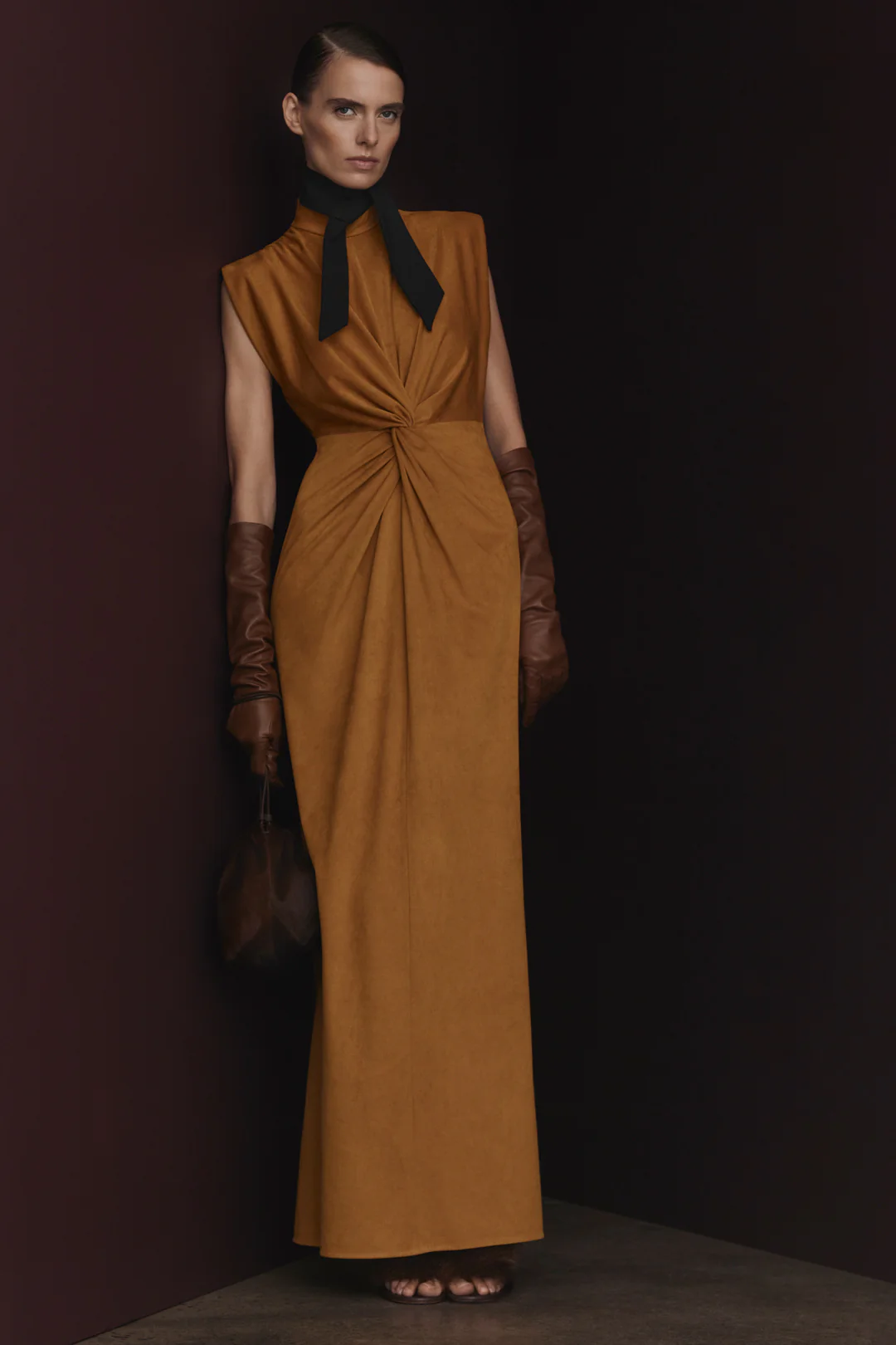 FAUX-SUEDE TURBAN GOWN - Image 3
